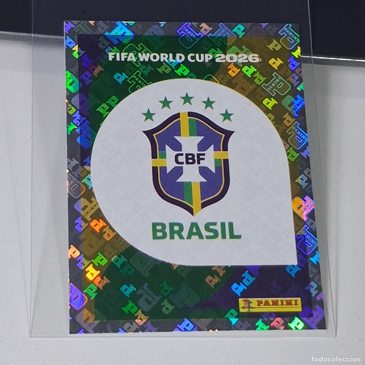 Cromos de f&uacute;tbol: B38 BRA 1 BRA1 LOGO BADGE ESCUDO BRAZIL BRASIL MUNDIAL FIFA WORLD CUP 2026 STICKER PANINI