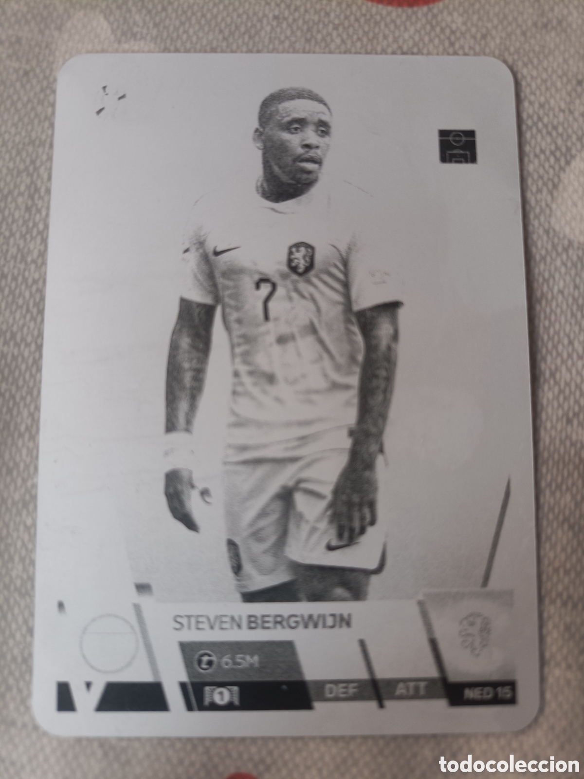 Cromos de f&uacute;tbol: Ficha UNICA 1/1 Placa de impresi&oacute;n Topps EURO 2024 Steven Bergwijn jugador Holanda