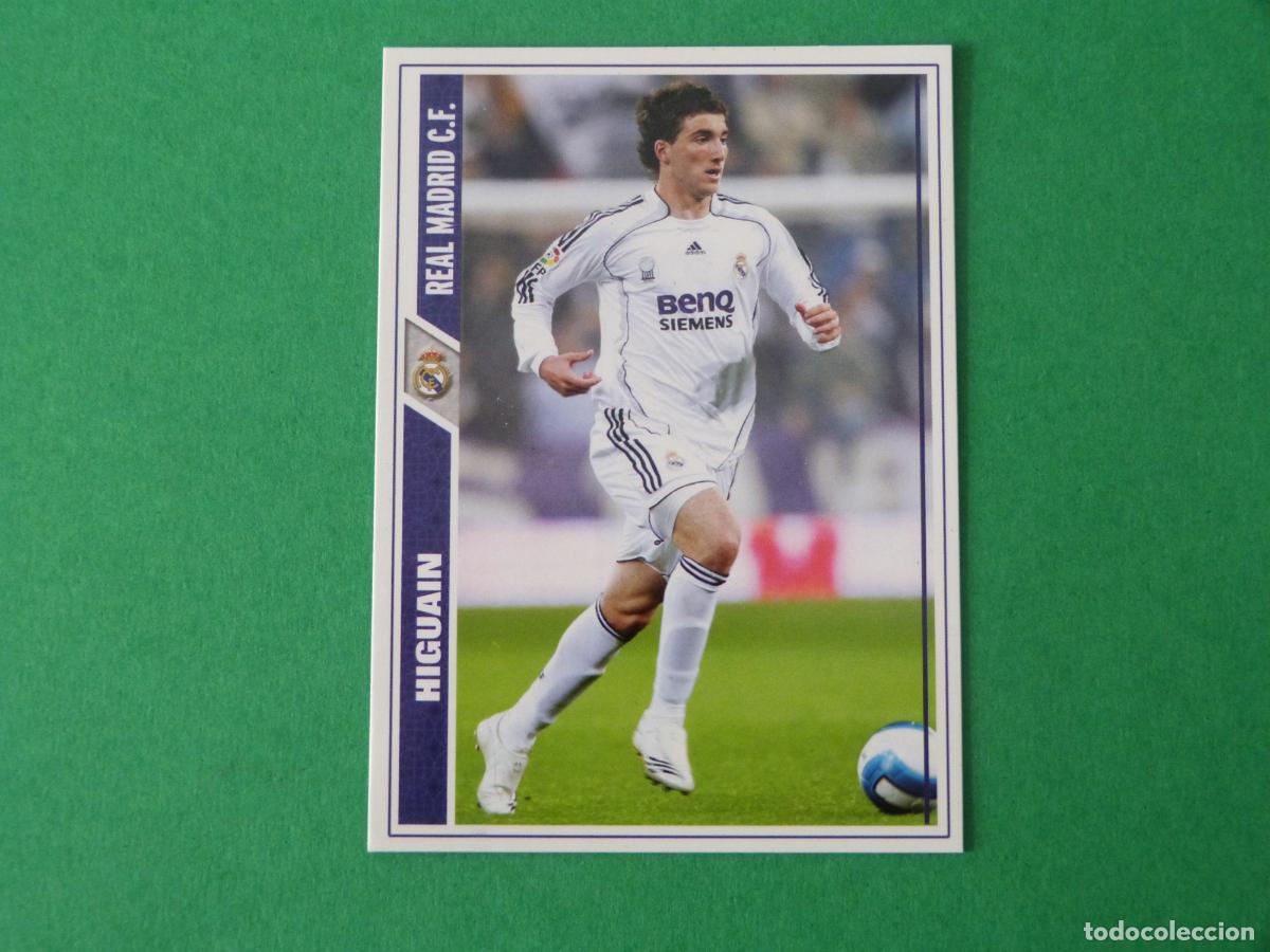 Football Stickers: TRADING CARD FUTBOL HIGUAIN REAL MADRID C.F. N&ordm; 23 FICHAS LIGA MUNDICROMO 2007-2008/07-08