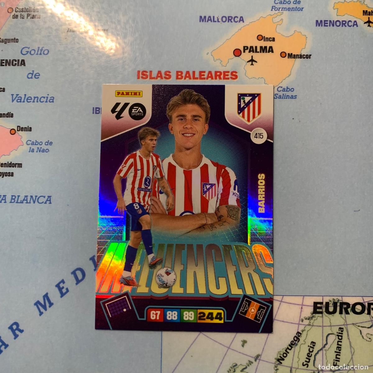 Cromos de f&uacute;tbol: Barrios Influencers n&uacute;mero 415 del Atl&eacute;tico de Madrid cromo adrenalyn XL 25-26 2025-2026
