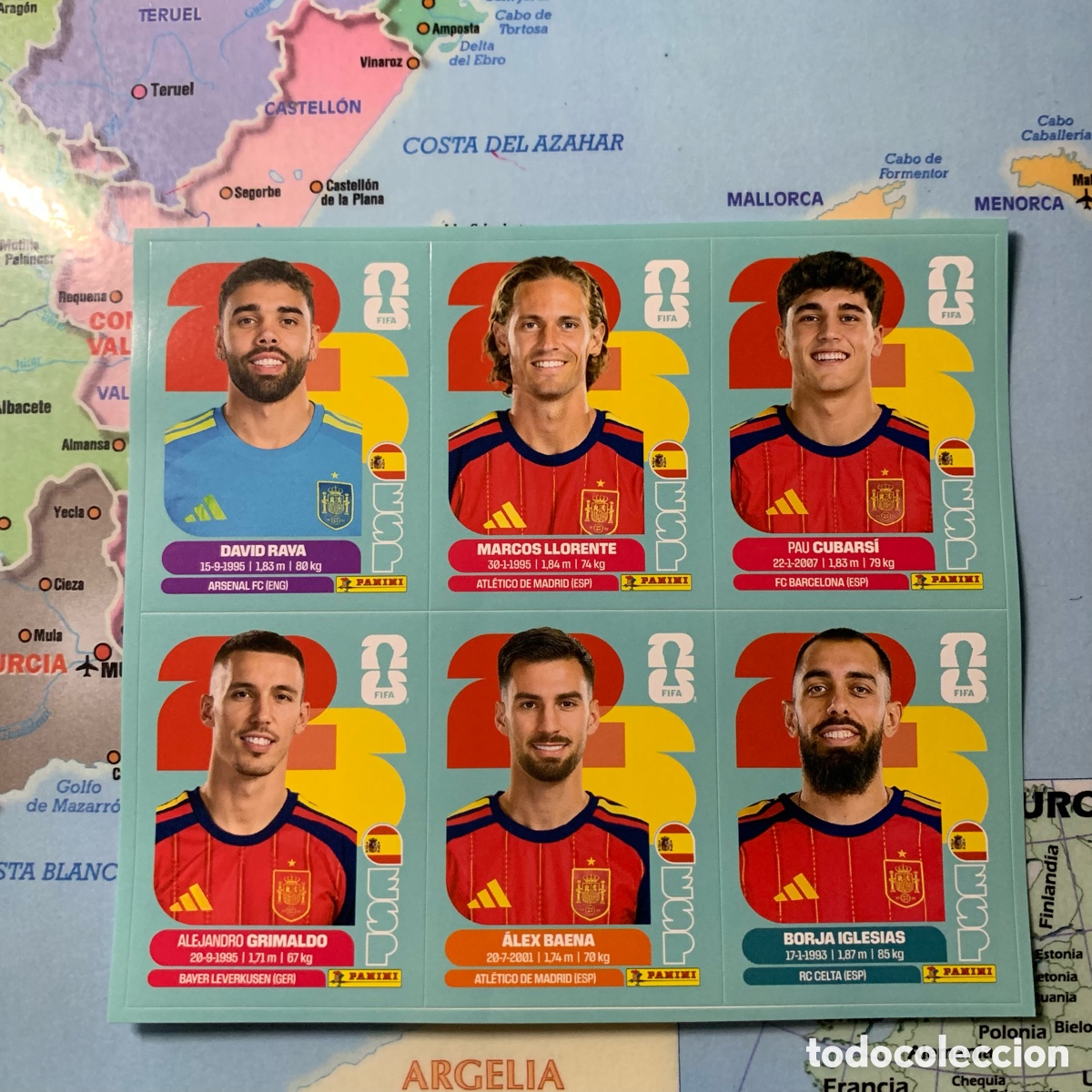 Cromos de f&uacute;tbol: Lamina de la revista jugon 231 con 6 cromos actualizaci&oacute;n de Espa&ntilde;a mundial 2026