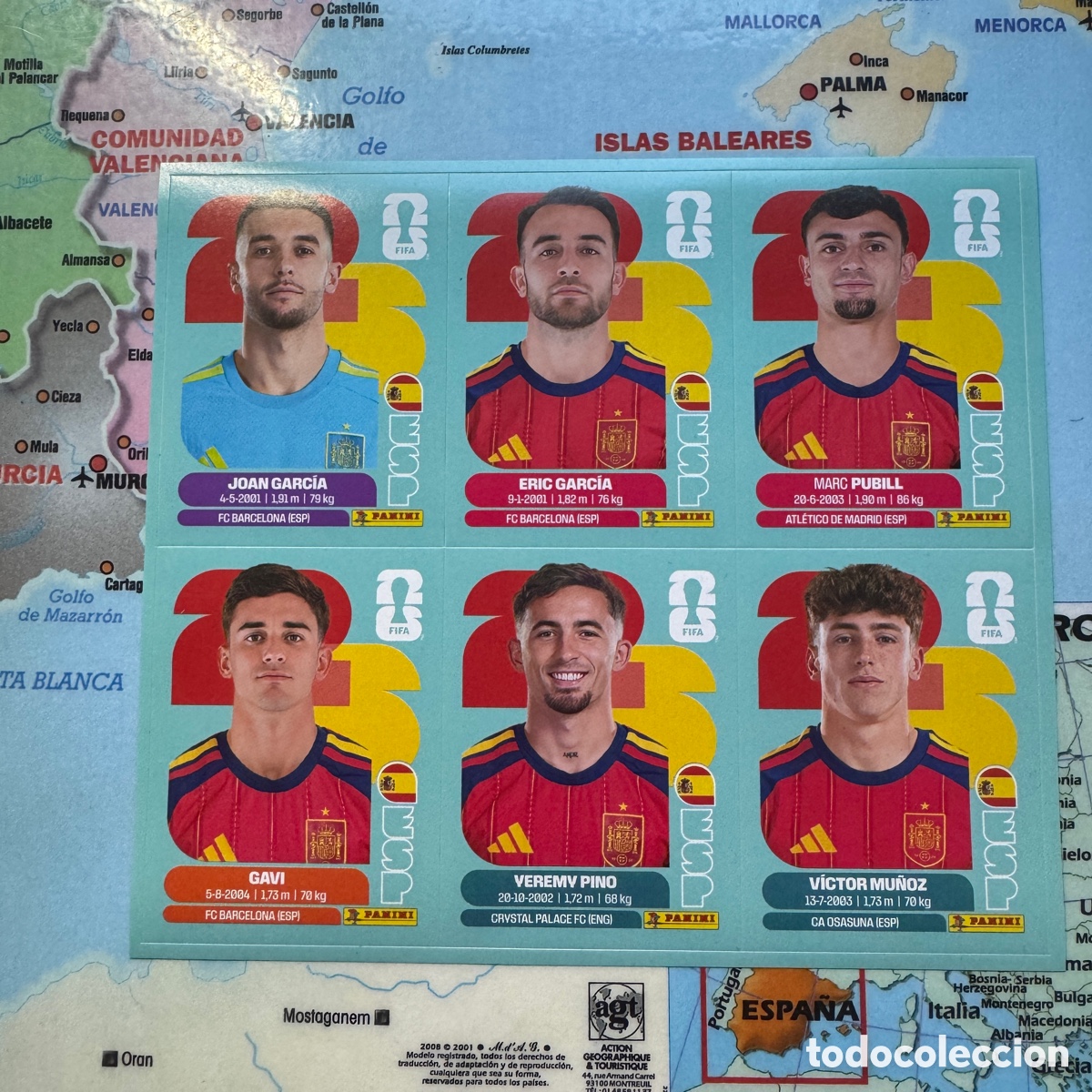 Cromos de f&uacute;tbol: Lamina de la revista jugon 232 con 6 cromos actualizaci&oacute;n de Espa&ntilde;a mundial 2026