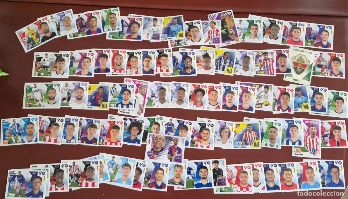 Cromos de f&uacute;tbol: Lote de 75 cromos de la Liga 2025-26