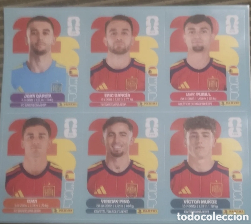 Cromos de f&uacute;tbol: Lamina de la revista jugon 232 con 6 cromos actualizaci&oacute;n de Espa&ntilde;a mundial 2026