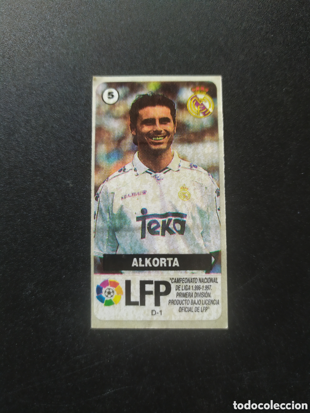 Figurine di Calcio: Liga de las estrellas 1996 1997 96 97 chicles chicle Vidal Alkorta n&deg; 5 Real Madrid sin pegar