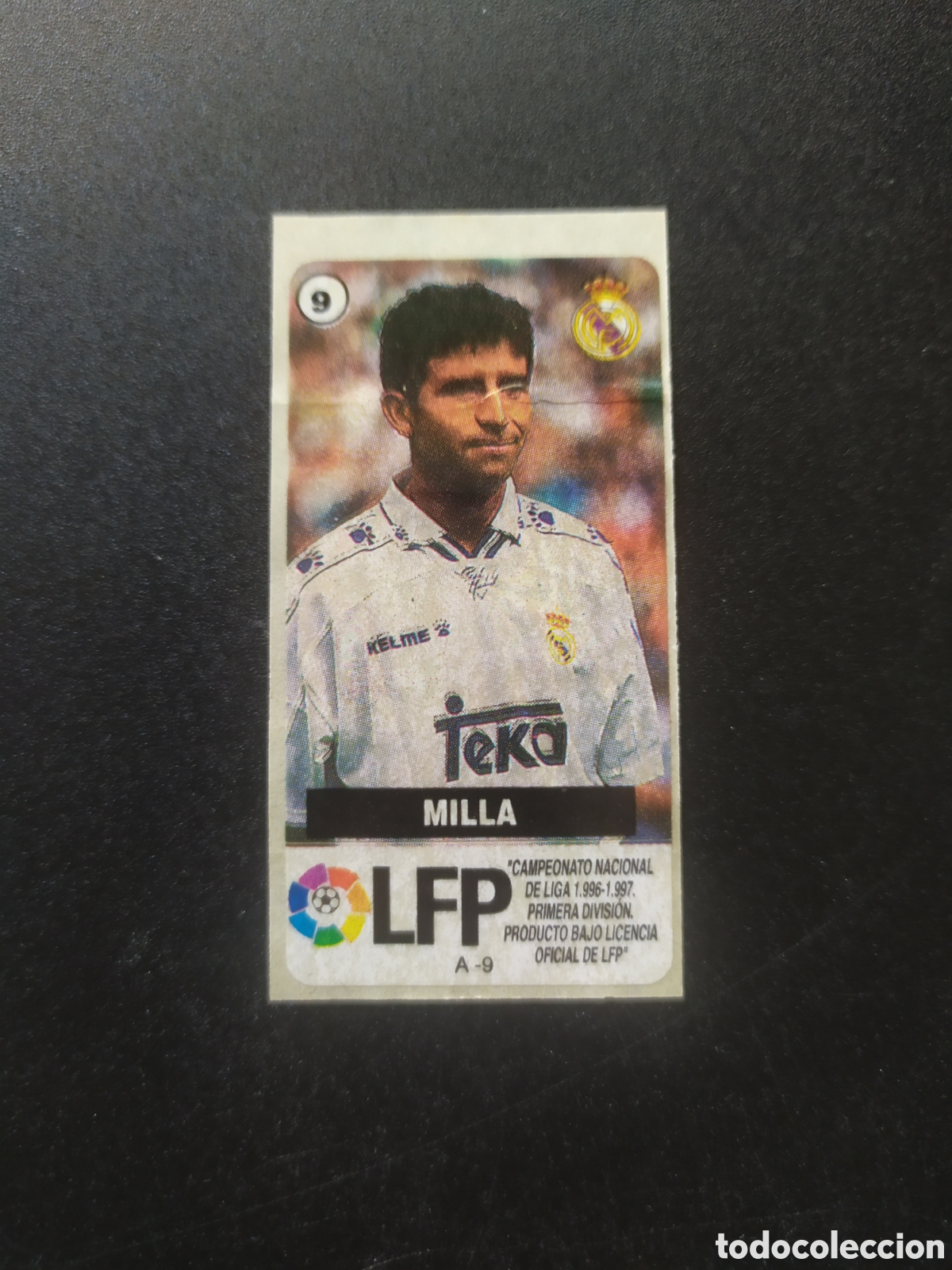 Figurine di Calcio: Liga de las estrellas 1996 1997 96 97 chicles chicle Vidal Milla n&deg; 9 Real Madrid sin pegar