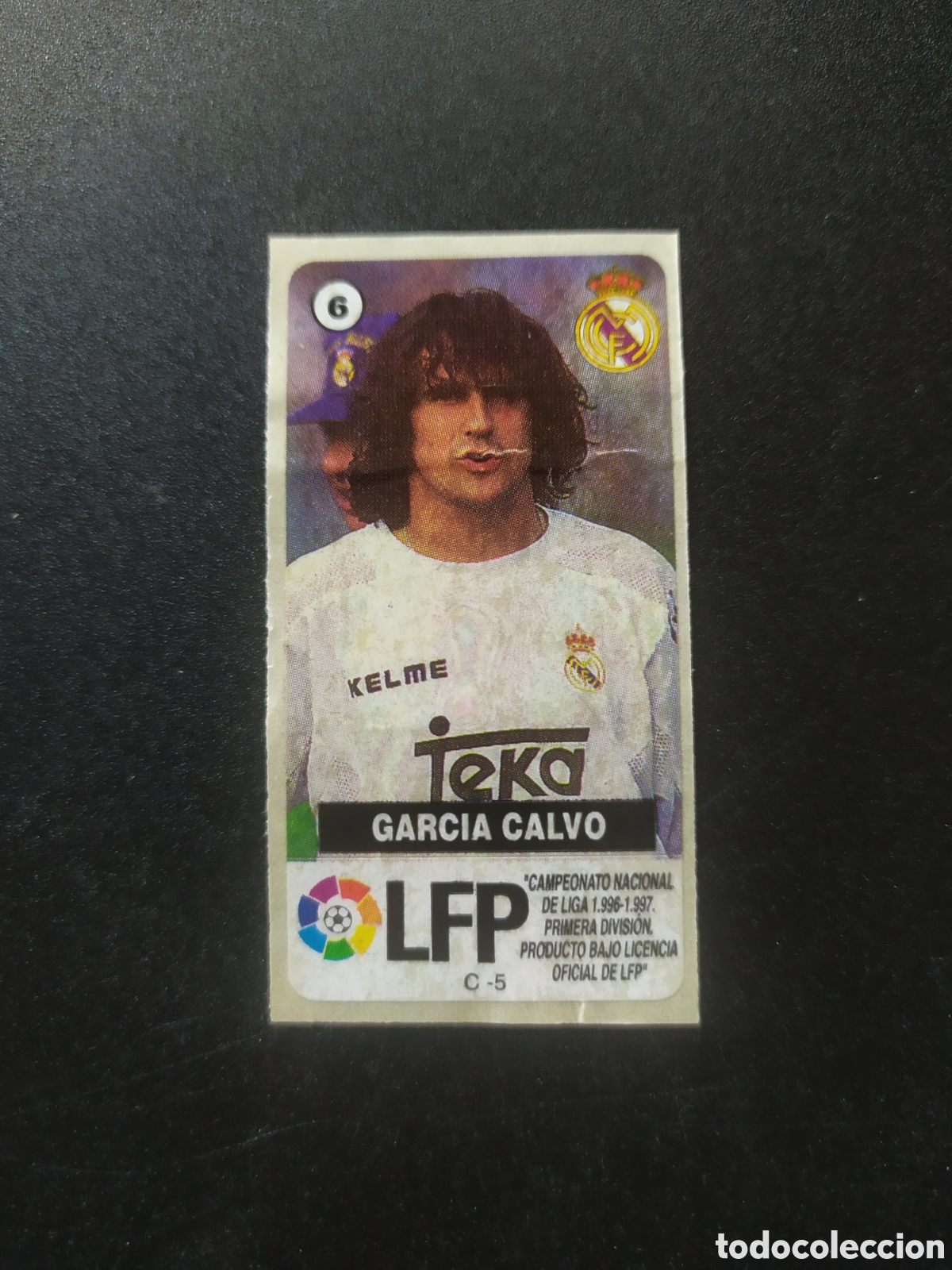 Figurine di Calcio: Liga de las estrellas 1996 1997 96 97 chicles chicle Vidal Garc&iacute;a Calvo n&deg; 6 Real Madrid sin pegar