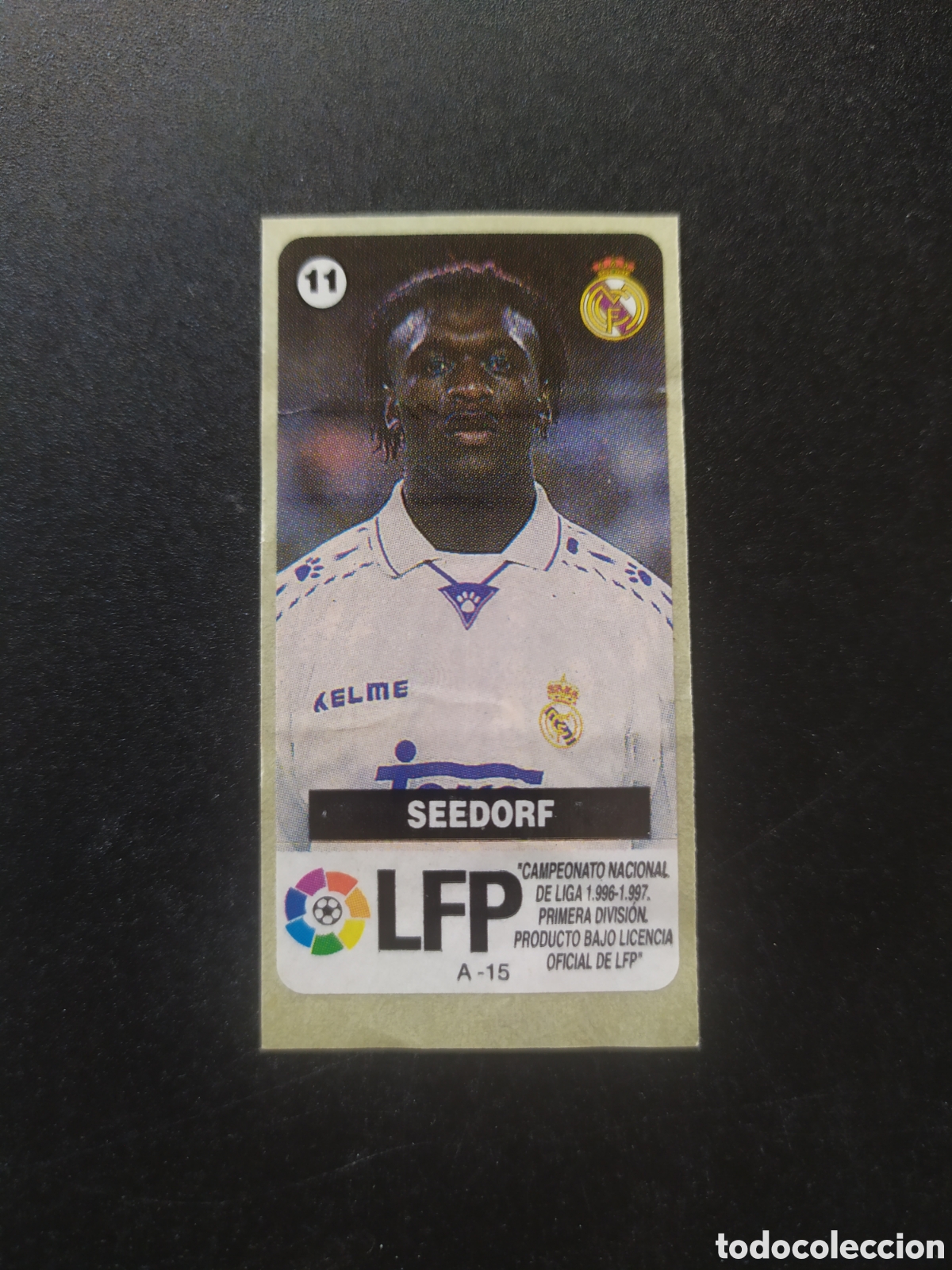 Figurine di Calcio: Liga de las estrellas 1996 1997 96 97 chicles chicle Vidal Seedorf n&deg; 11 Real Madrid sin pegar