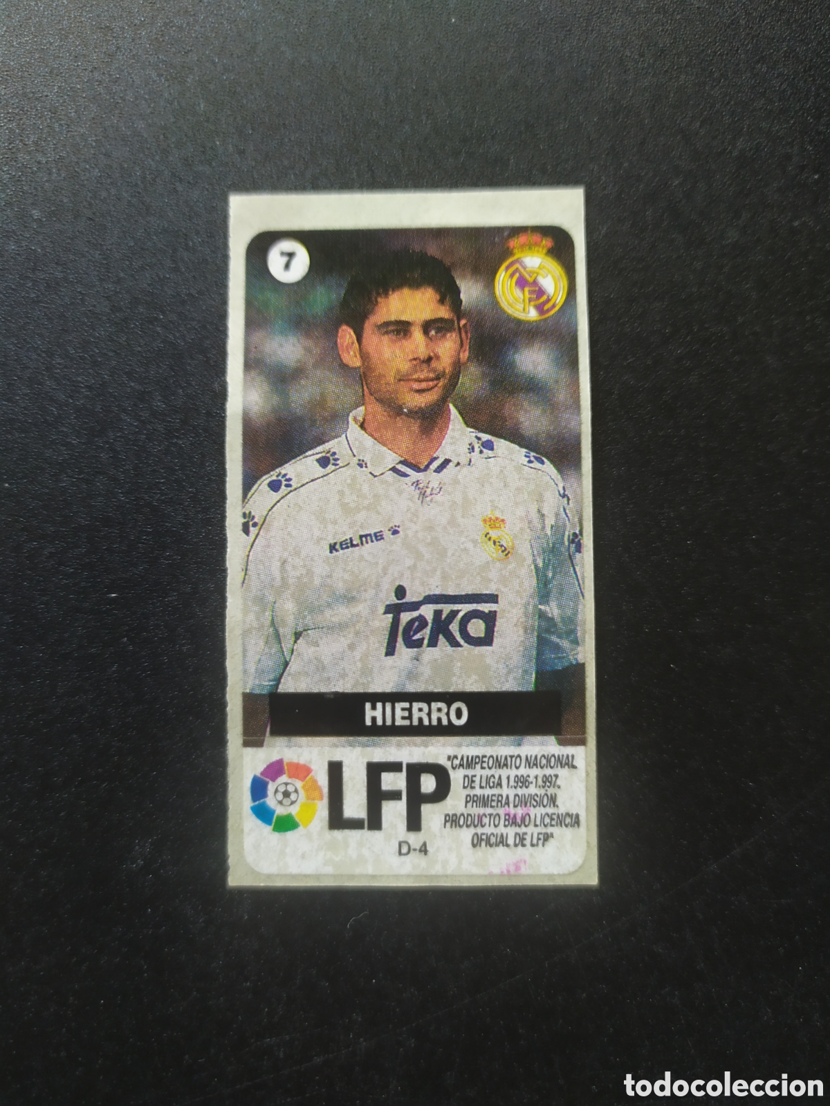 Football Stickers: Liga de las estrellas 1996 1997 96 97 chicles chicle Vidal Hierro n&deg; 7 Real Madrid sin pegar