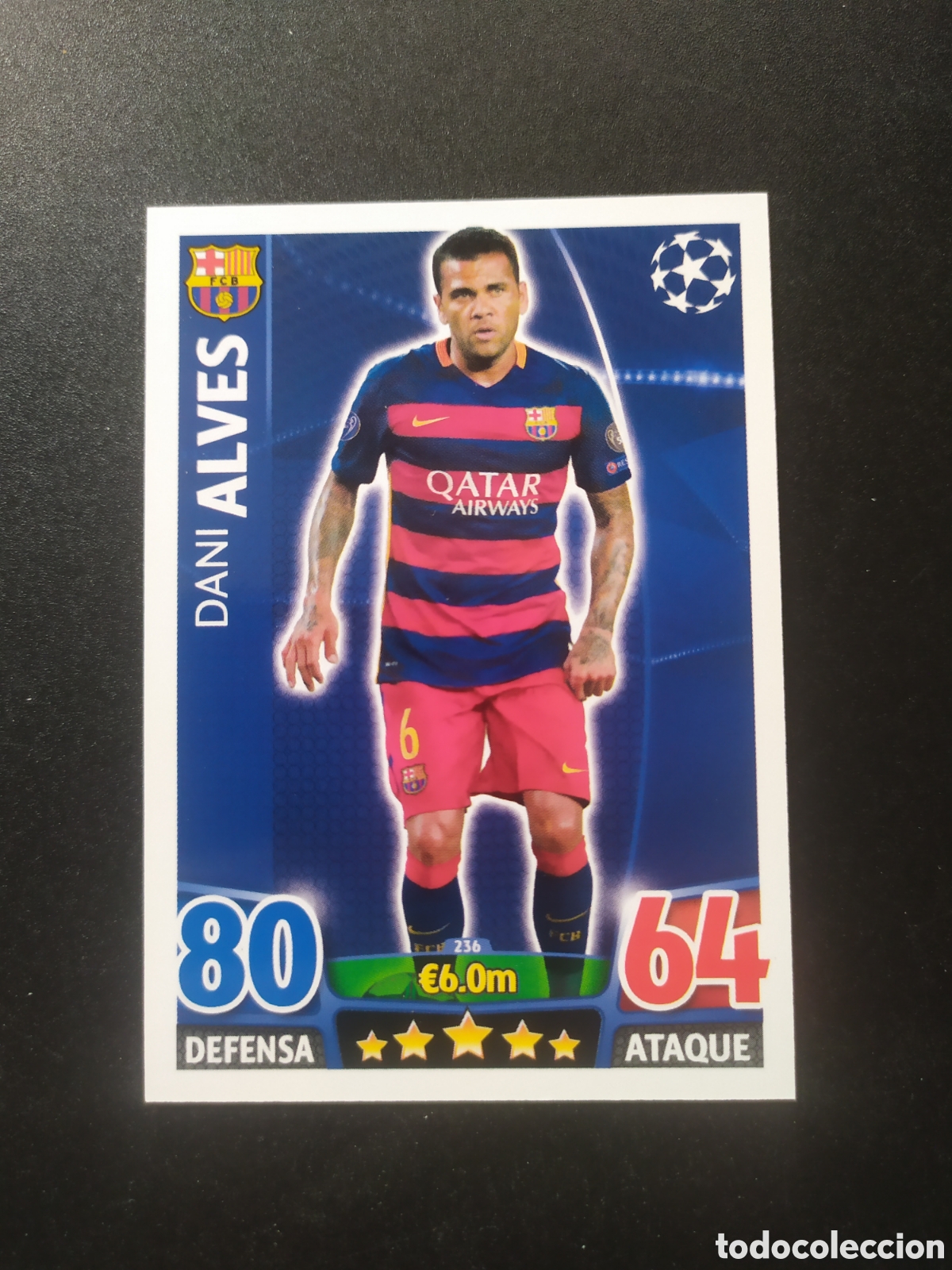 Cromos de f&uacute;tbol: UEFA Champions match attax topps 2015 2016 15 16 Dani Alves n&deg; 236 Barcelona