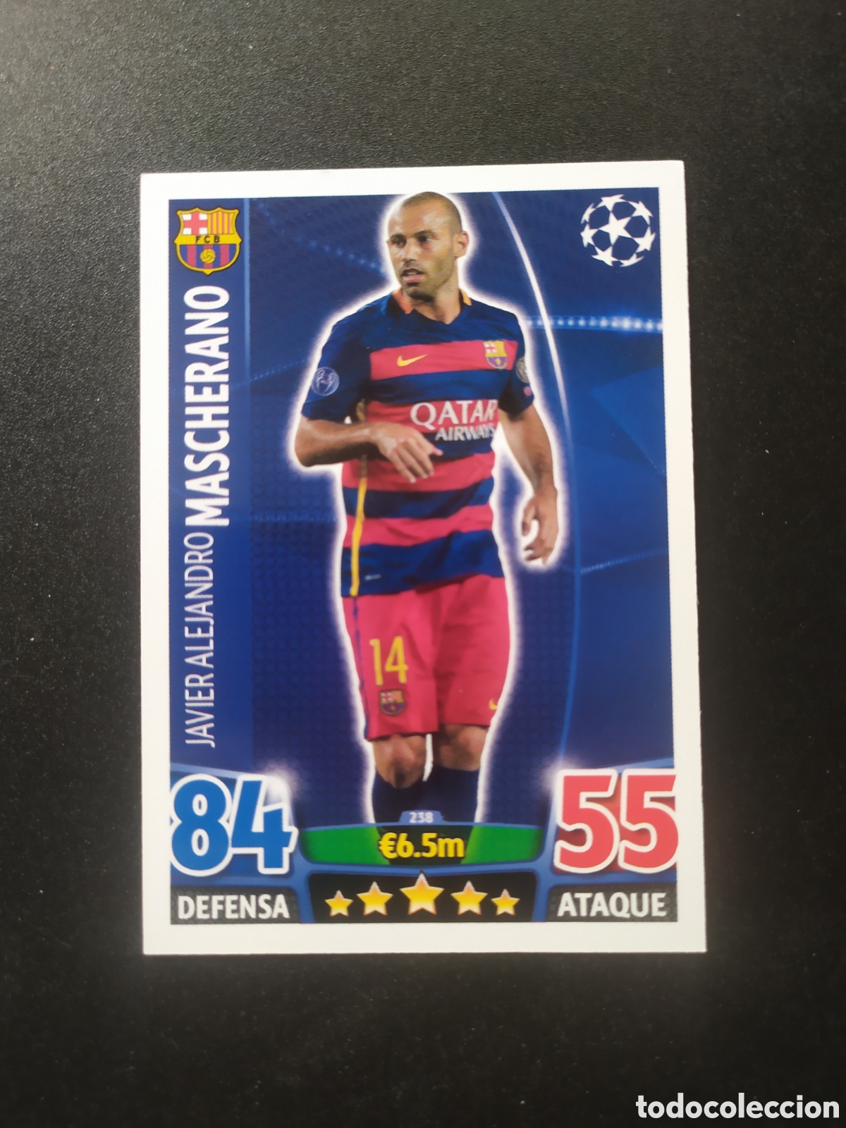 Cartes &agrave; collectionner de Football: UEFA Champions match attax topps 2015 2016 15 16 Mascherano n&deg; 238 Barcelona