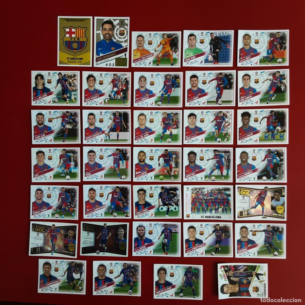 Cromos de f&uacute;tbol: EQUIPO COMPLETO BARCELONA LIGA TEMPORADA 2022 2023 22 23 EDICIONES ESTE SIN PEGAR MESSI