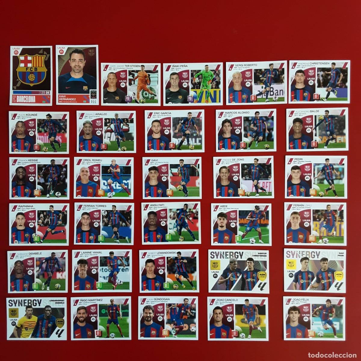 Cromos de f&uacute;tbol: EQUIPO COMPLETO BARCELONA LIGA TEMPORADA 2023 2024 23 24 EDIC. ESTE SIN PEGAR LAMINE YAMAL ROOKIE