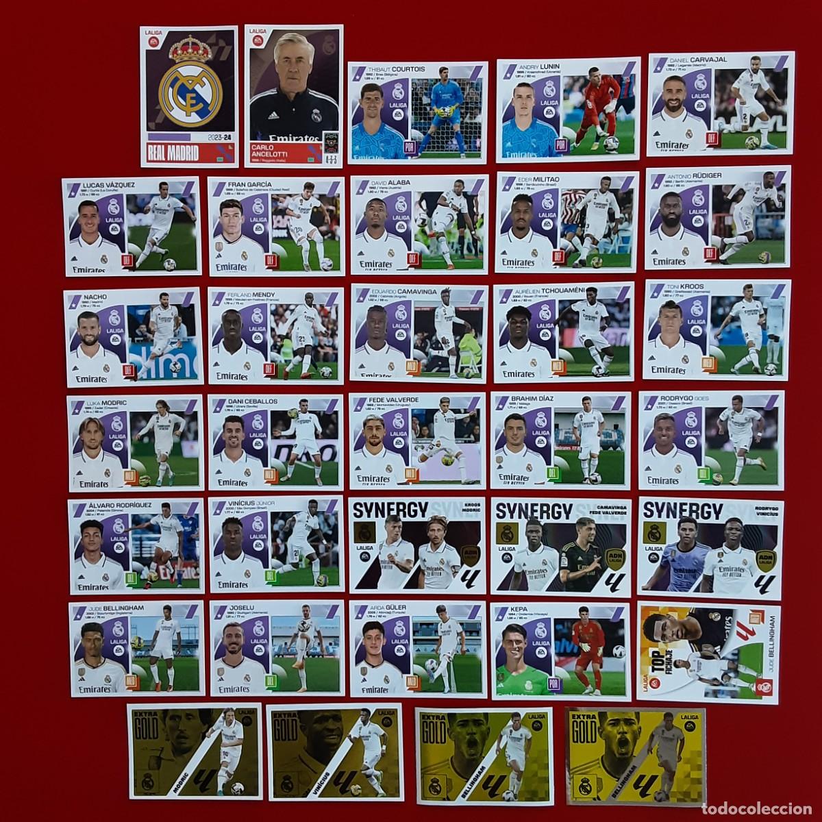 Cromos de f&uacute;tbol: EQUIPO COMPLETO REAL MADRID LIGA TEMPORADA 2023 2024 23 24 EDICIONES ESTE SIN PEGAR