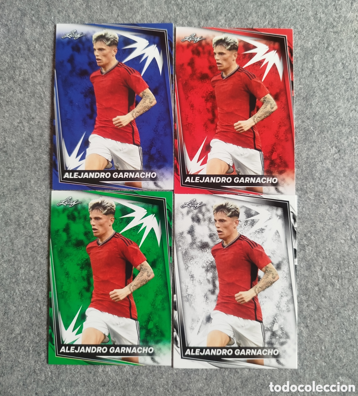 Cromos de f&uacute;tbol: LEAF GARNACHO LOTE 4 TRADING CARDS CROMOS NO TOPPS NO PANINI FUTBOL 4 FONDOS DIFERENTES