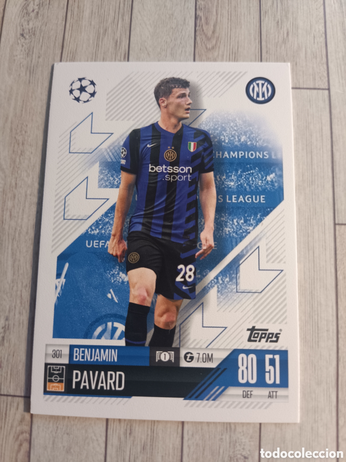 Cromos de f&uacute;tbol: 301 PAVARD INTER DE MILAN CHAMPIONS MATCH ATTAX TOPPS 2024 2025 24 25