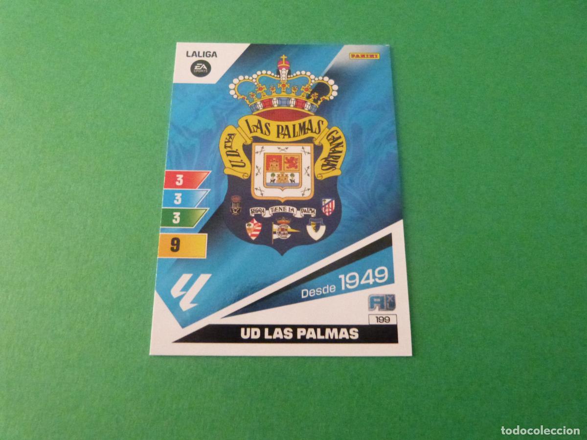 Cromos de f&uacute;tbol: TRADING CARD FUTBOL ESCUDO U.D.LAS PALMAS N&ordm; 199 LIGA ADRENALYN XL 2023-2024/23-24 PANINI