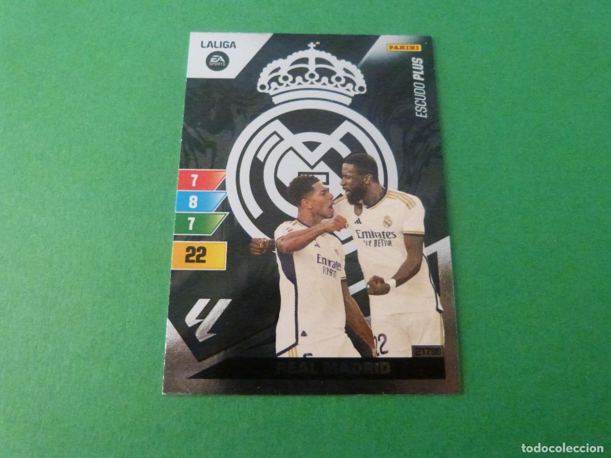 Cromos de f&uacute;tbol: TRADING CARD FUTBOL ESCUDO PLUS REAL MADRID C.F. N&ordm; 217 BIS LIGA ADRENALYN XL 2023-2024/23-24 PANINI