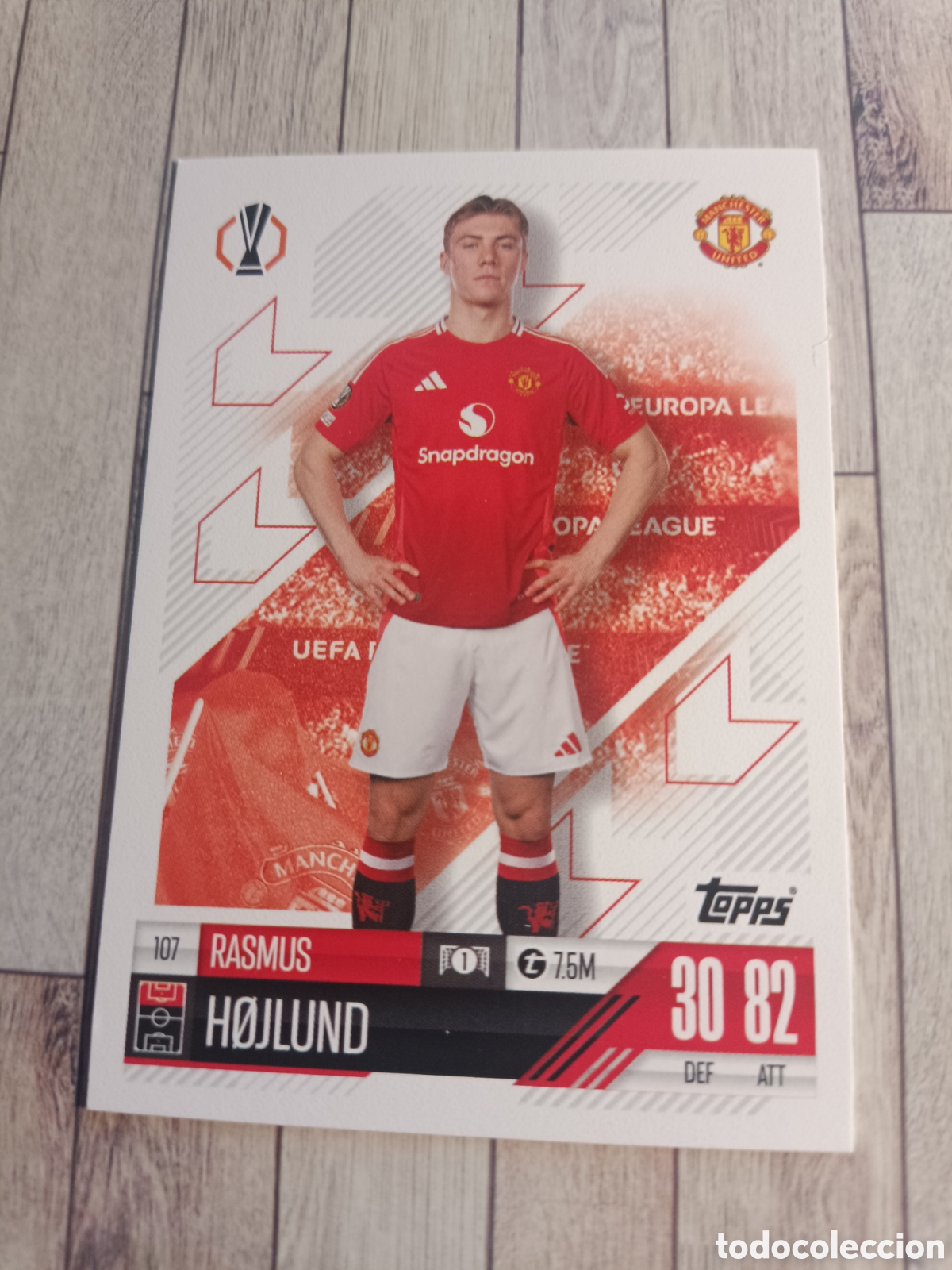 Cromos de f&uacute;tbol: 107 RASMUS HOJLUND MANCHESTER UNITED CHAMPIONS MATCH ATTAX TOPPS 2024 2025 24 25