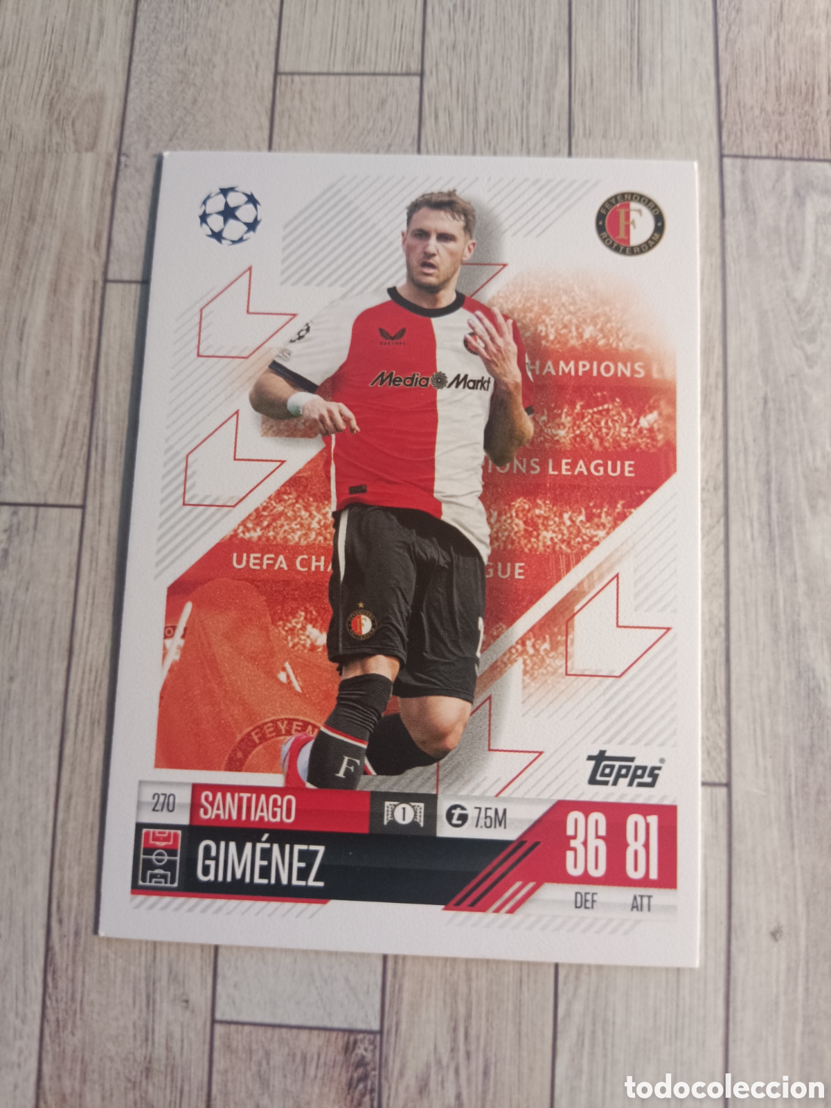 Cromos de f&uacute;tbol: 270 SANTIAGO GIMENEZ FEYENOORD CHAMPIONS MATCH ATTAX TOPPS 2024 2025 24 25