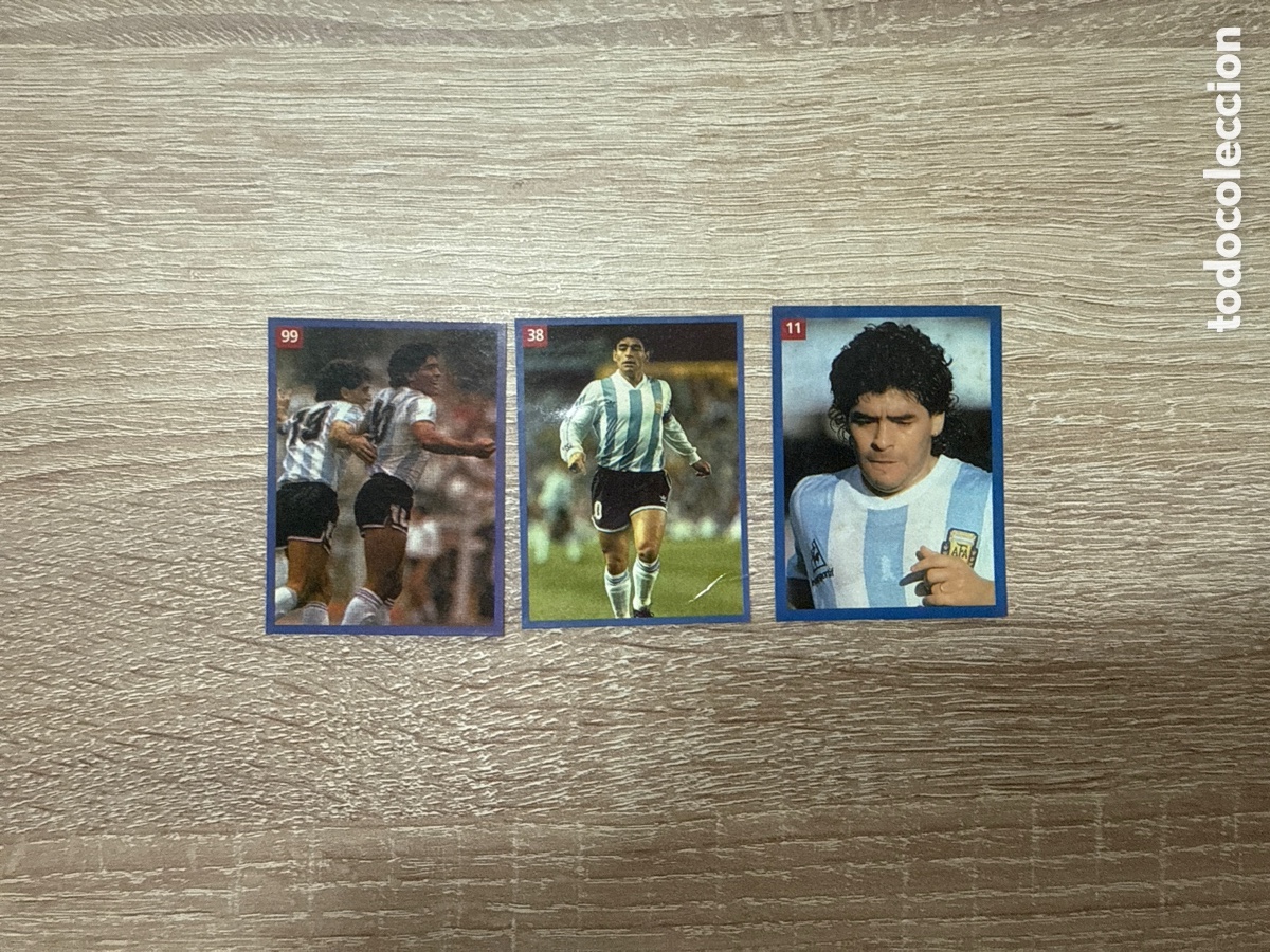 Cromos de f&uacute;tbol: 1994 Maradona ( 3 cromos ) # 11,38,99 Les estrelles del Mon sin pegar