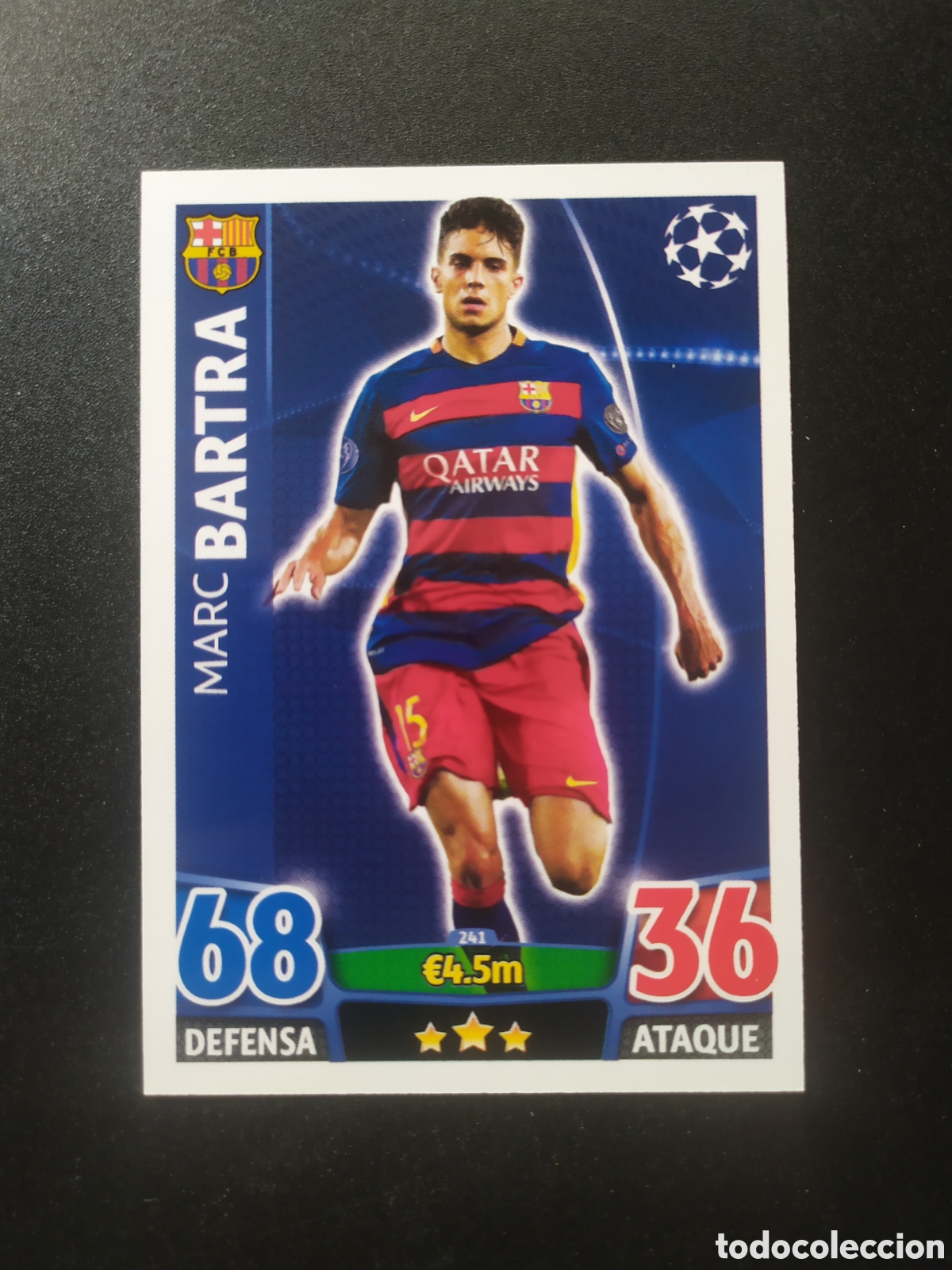 Cromos de f&uacute;tbol: UEFA Champions match attax topps 2015 2016 15 16 Bartra n&deg; 241 Barcelona
