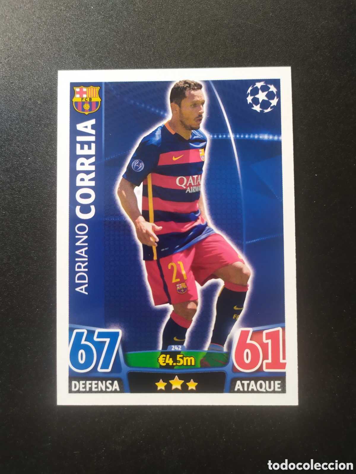 Cromos de f&uacute;tbol: UEFA Champions match attax topps 2015 2016 15 16 Adriano Correia n&deg; 242 Barcelona