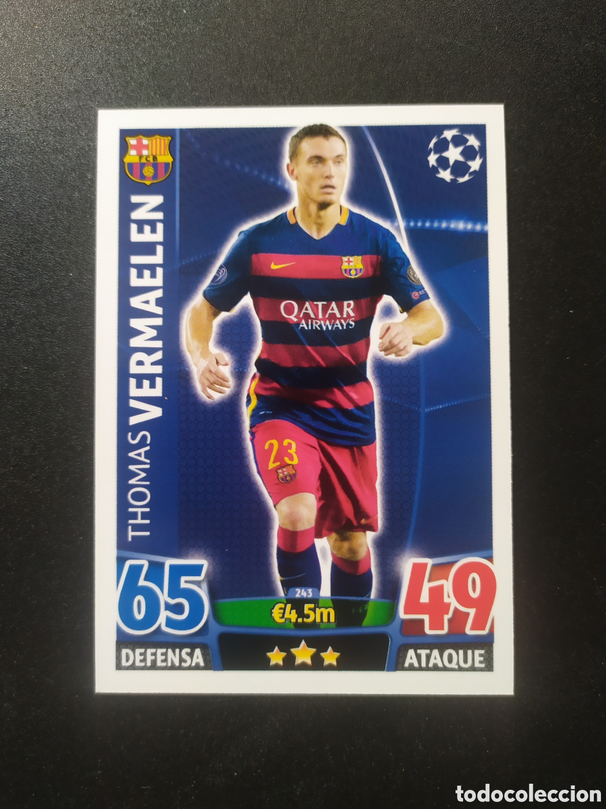 Cromos de f&uacute;tbol: UEFA Champions match attax topps 2015 2016 15 16 Vermaelen n&deg; 243 Barcelona