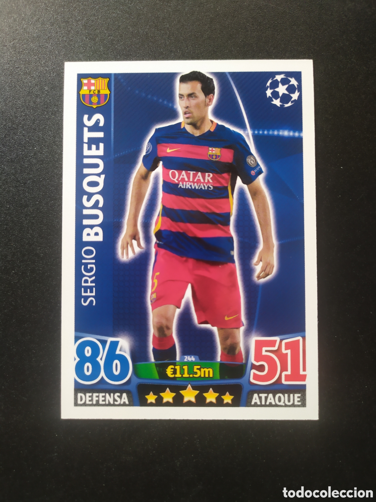 Cromos de f&uacute;tbol: UEFA Champions match attax topps 2015 2016 15 16 Busquets n&deg; 244 Barcelona