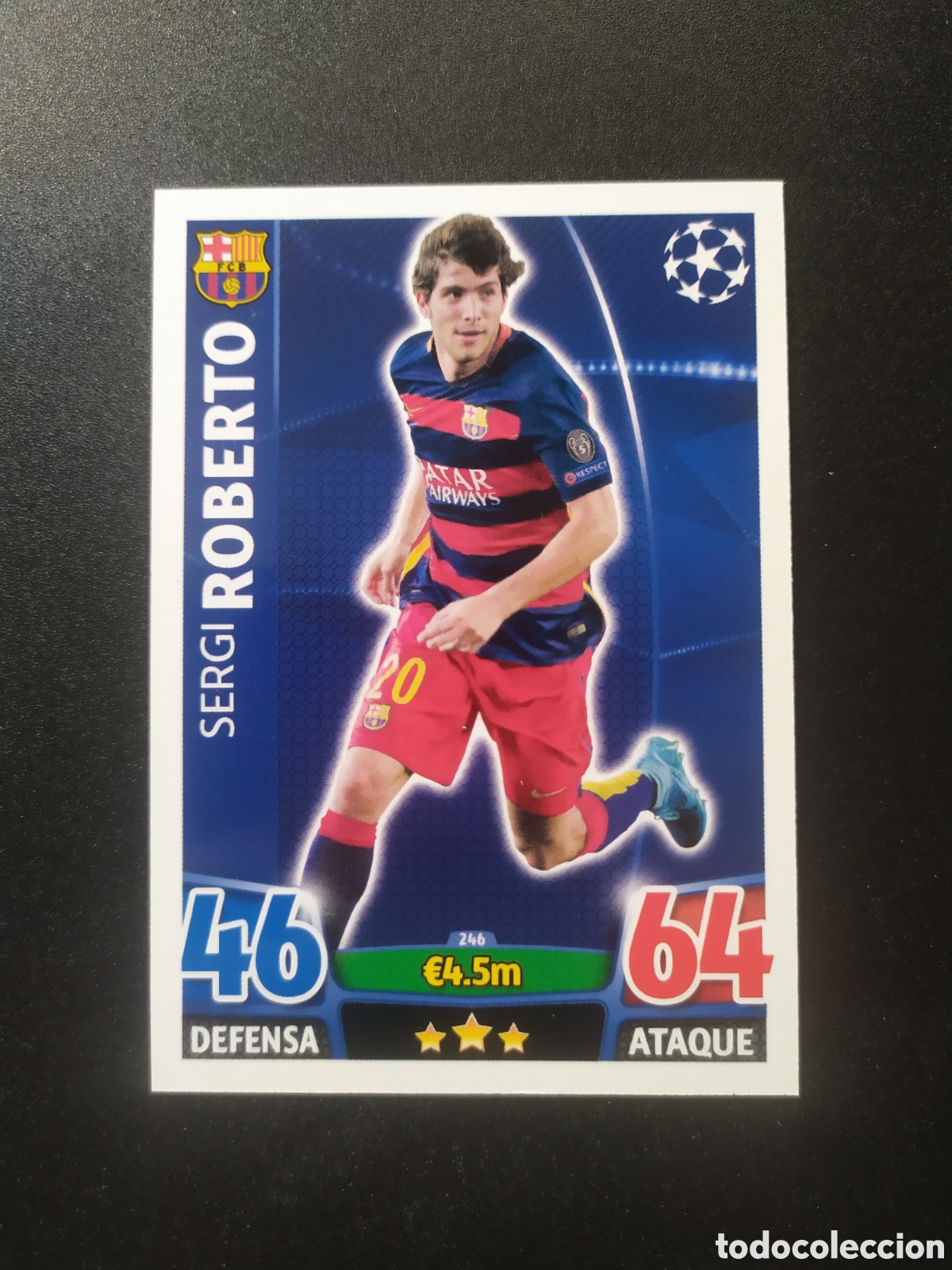 Cromos de f&uacute;tbol: UEFA Champions match attax topps 2015 2016 15 16 Sergi Roberto n&deg; 246 Barcelona