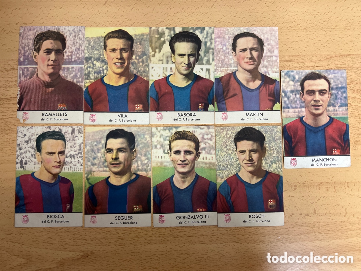 Cromos de f&uacute;tbol: 1953 FC Barcelona lote de 9 cromos Castellblanch