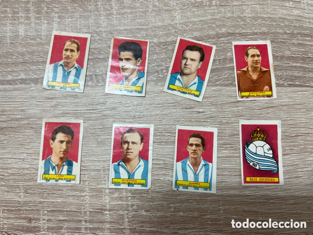 Figurine di Calcio: 1953 Real Sociedad lote de 8 cromos Bruguera campeones