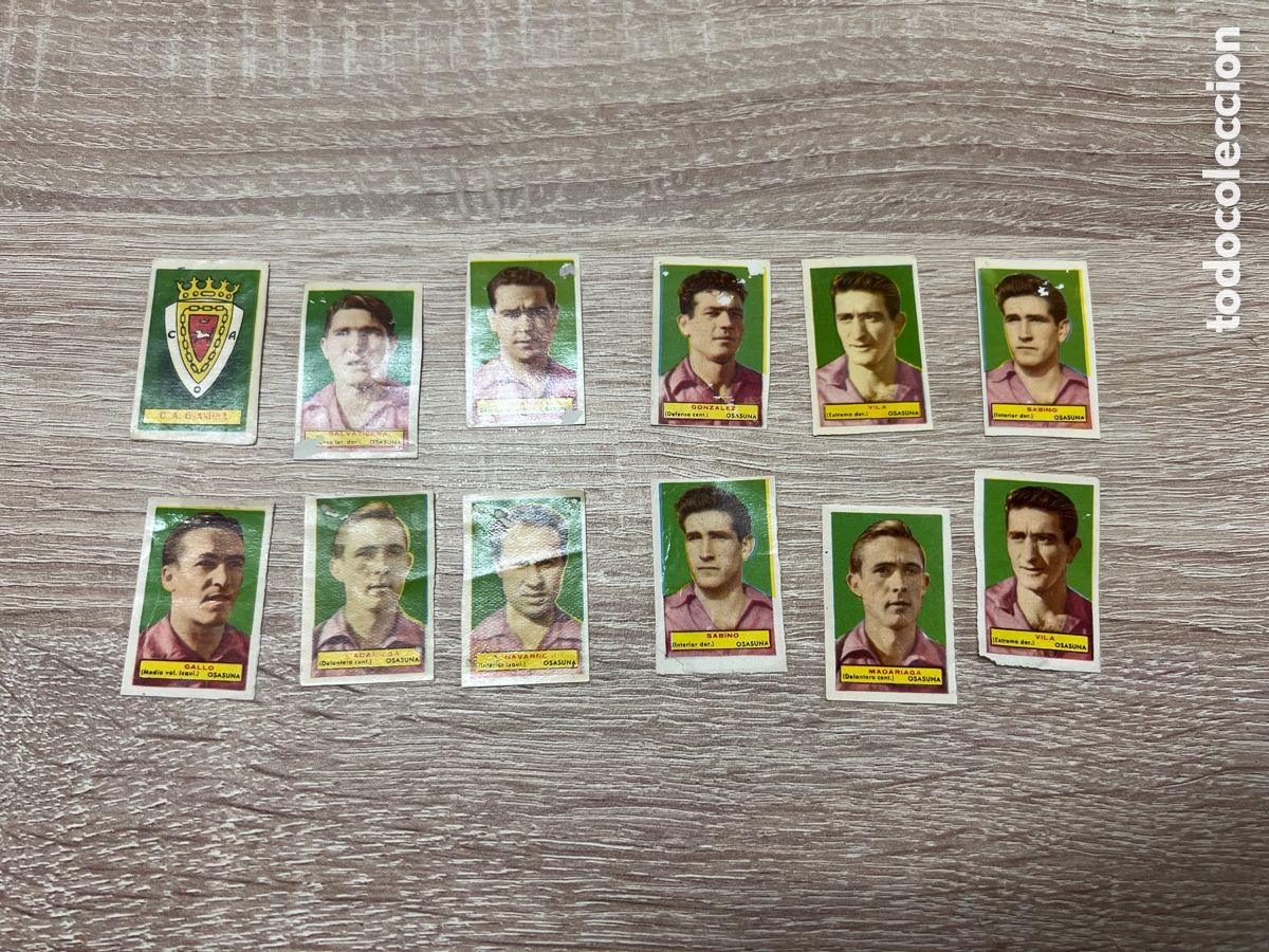 Figurine di Calcio: 1953 OSASUNA LOTE 12 CROMOS BRUGUERA SIN PEGAR