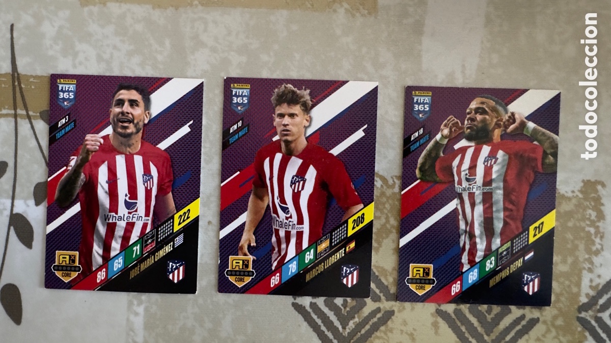 Cromos de f&uacute;tbol: Lote L046: Cromos de futbol Adrenalyn XL (FIFA 365) 2024 &ldquo;Atl&eacute;tico de Madrid&rdquo;