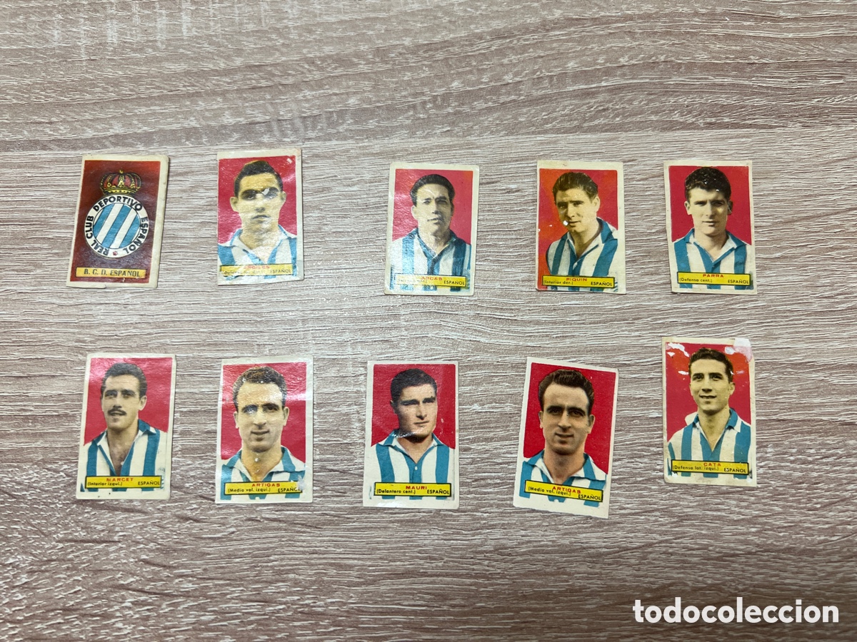 Fu&szlig;ball-Sticker: 1953 RCD ESPA&Ntilde;OL LOTE 10 CROMOS BRUGUERA SIN PEGAR