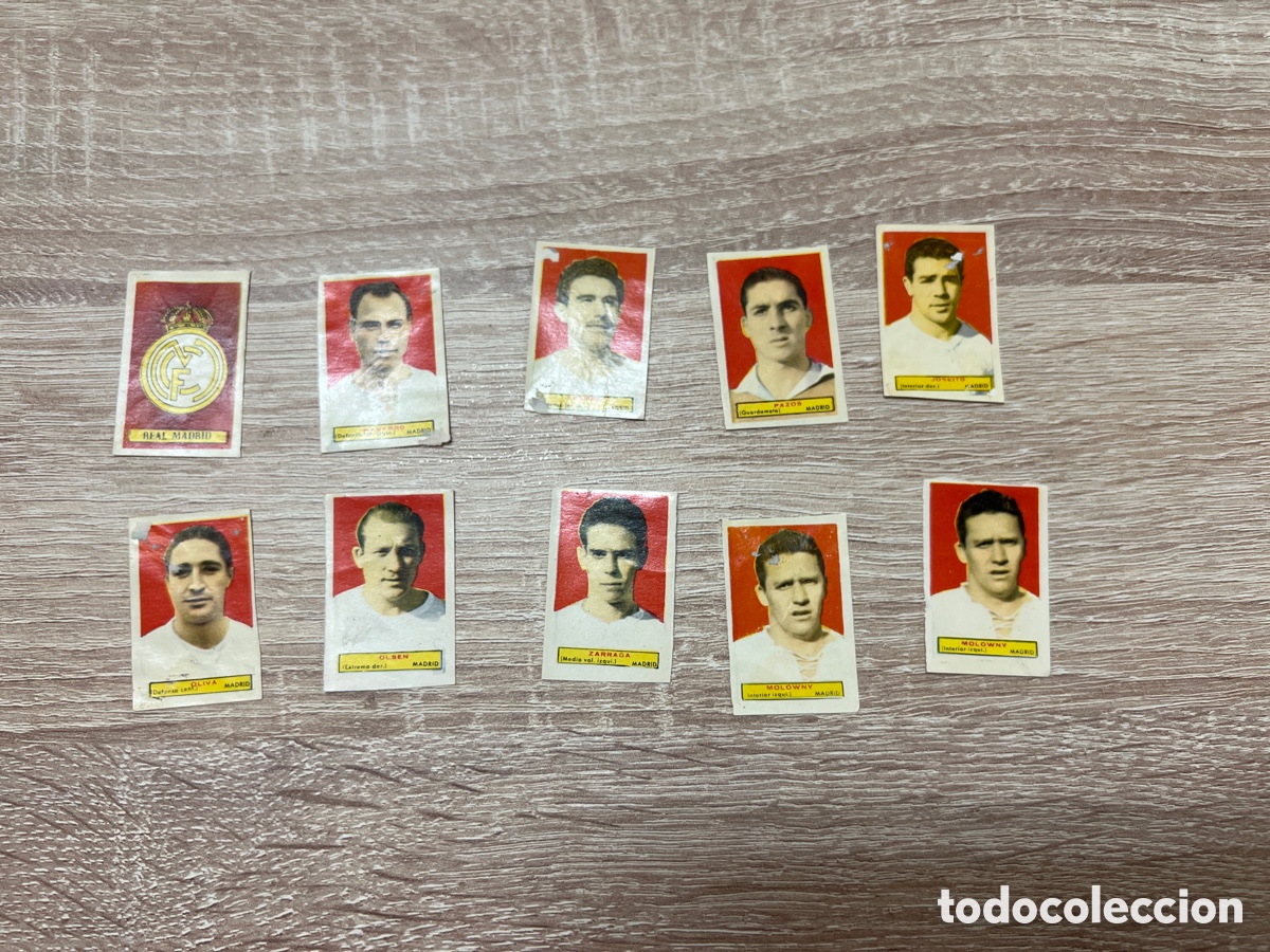 Fu&szlig;ball-Sticker: 1953 REAL MADRID LOTE 10 CROMOS BRUGUERA SIN PEGAR