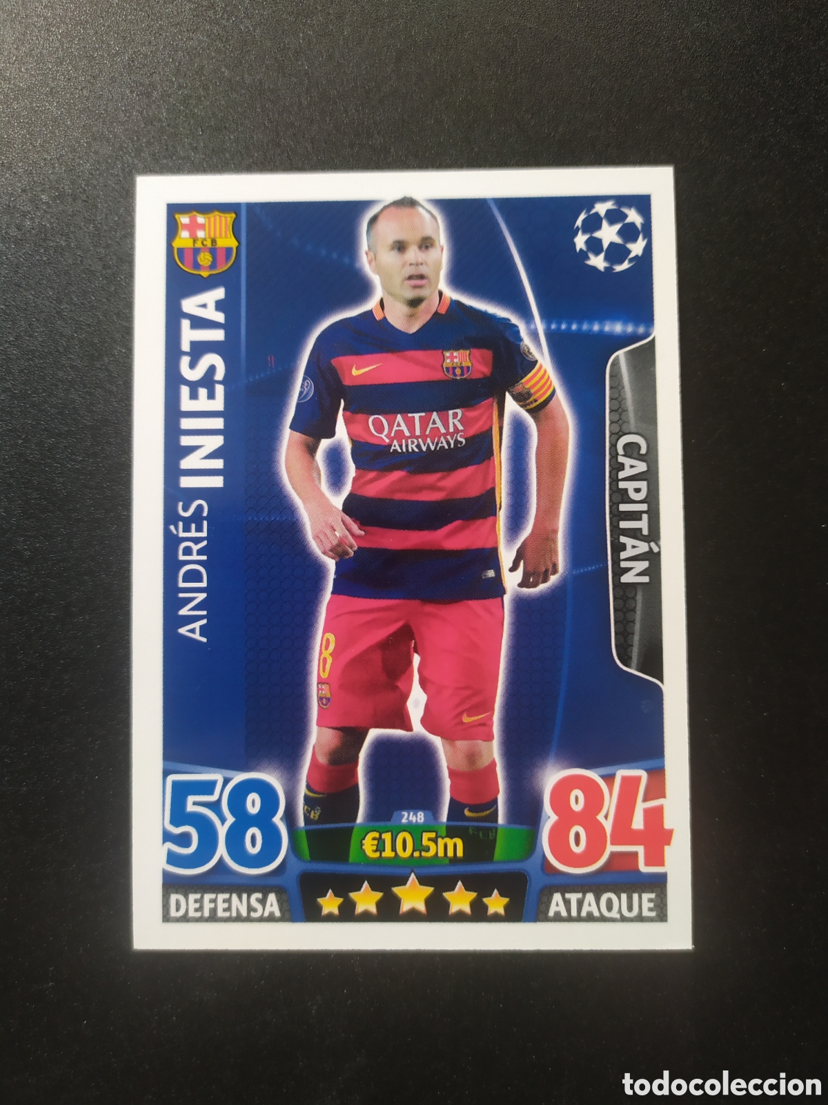 Cromos de f&uacute;tbol: UEFA Champions match attax topps 2015 2016 15 16 Iniesta n&deg; 248 Barcelona