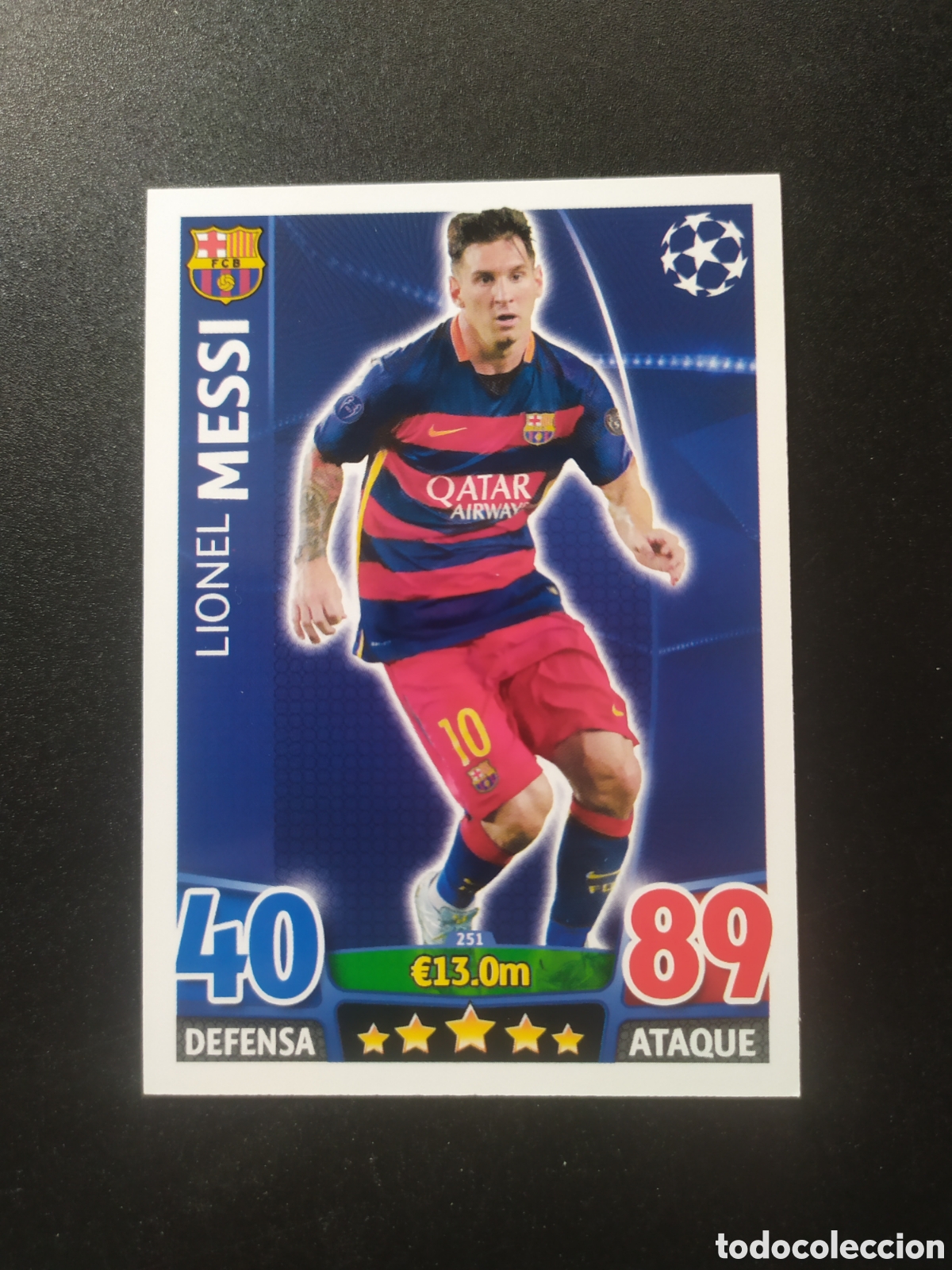 Cromos de f&uacute;tbol: UEFA Champions match attax topps 2015 2016 15 16 Messi n&deg; 251 Barcelona
