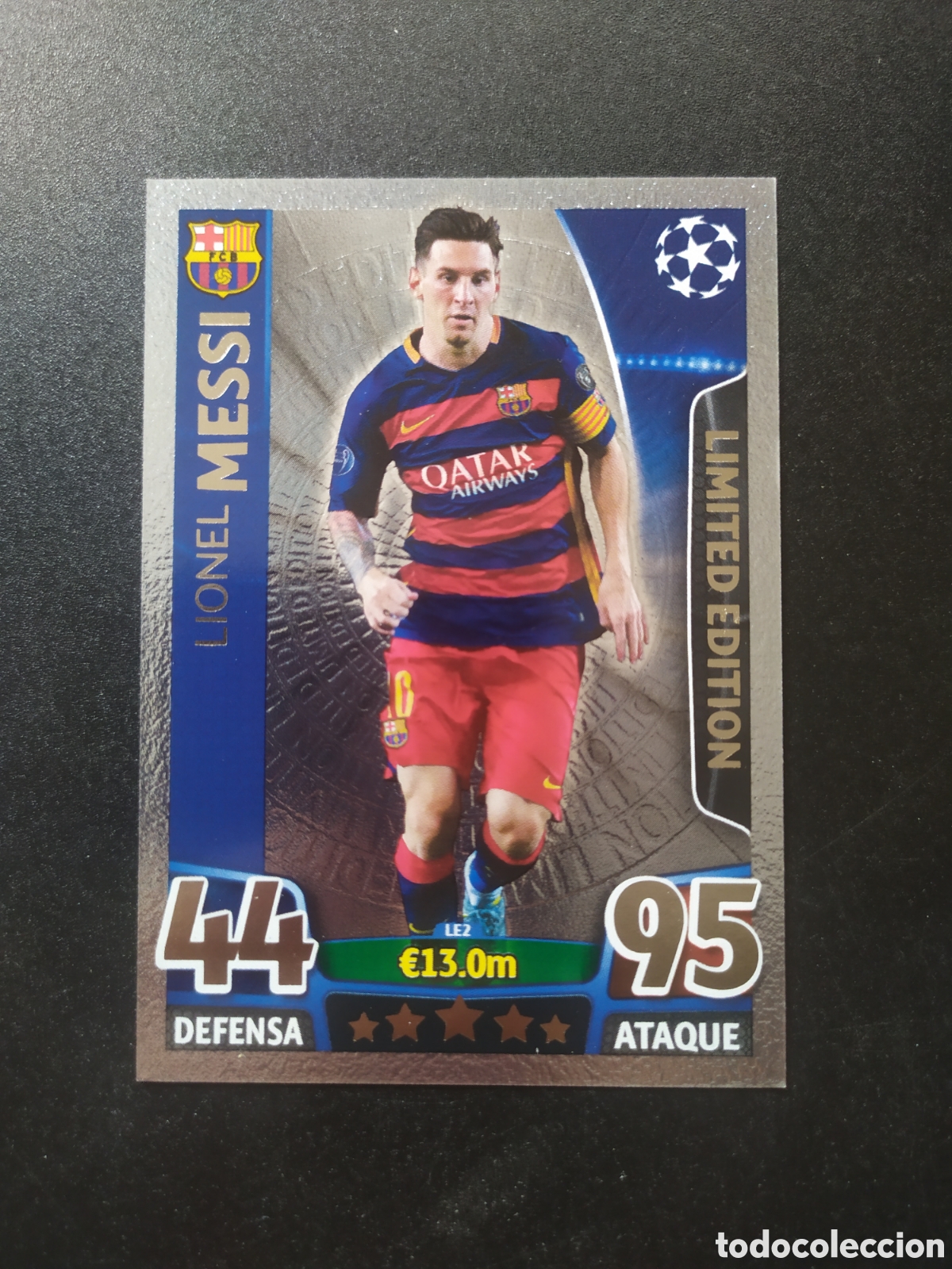 Cromos de f&uacute;tbol: UEFA Champions match attax topps 2015 2016 15 16 Messi limited edition plata Barcelona