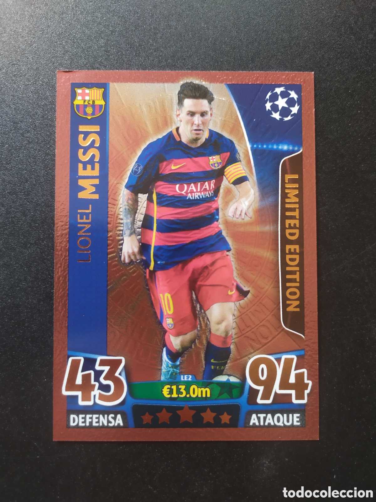 Cromos de f&uacute;tbol: UEFA Champions match attax topps 2015 2016 15 16 Messi limited edition bronce Barcelona