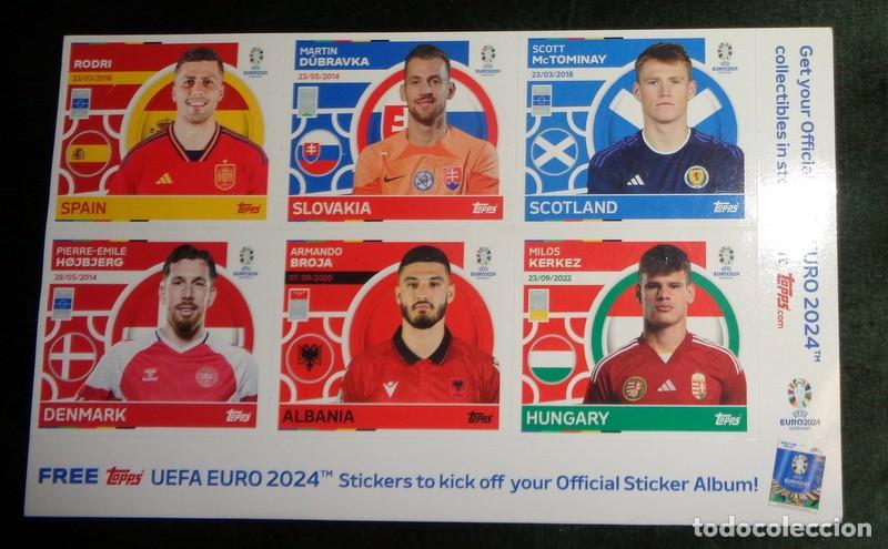Figurine di Calcio: L&Aacute;MINA PLANCHA 6 CROMOS - UEFA EUROCOPA 2024 EURO 2024 - TOPPS. RODRI ESPA&Ntilde;A. F&Uacute;TBOL CROMO