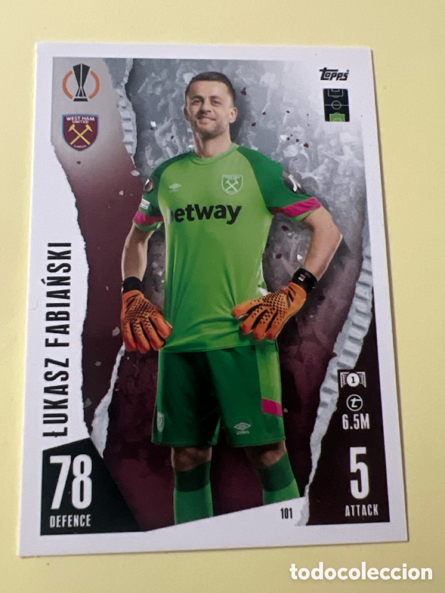 Football Stickers: C8594. FOIL #101 ŁUKASZ FABIAŃSKI (West Ham) - TOPPS Match Attax UEFA 2023-24