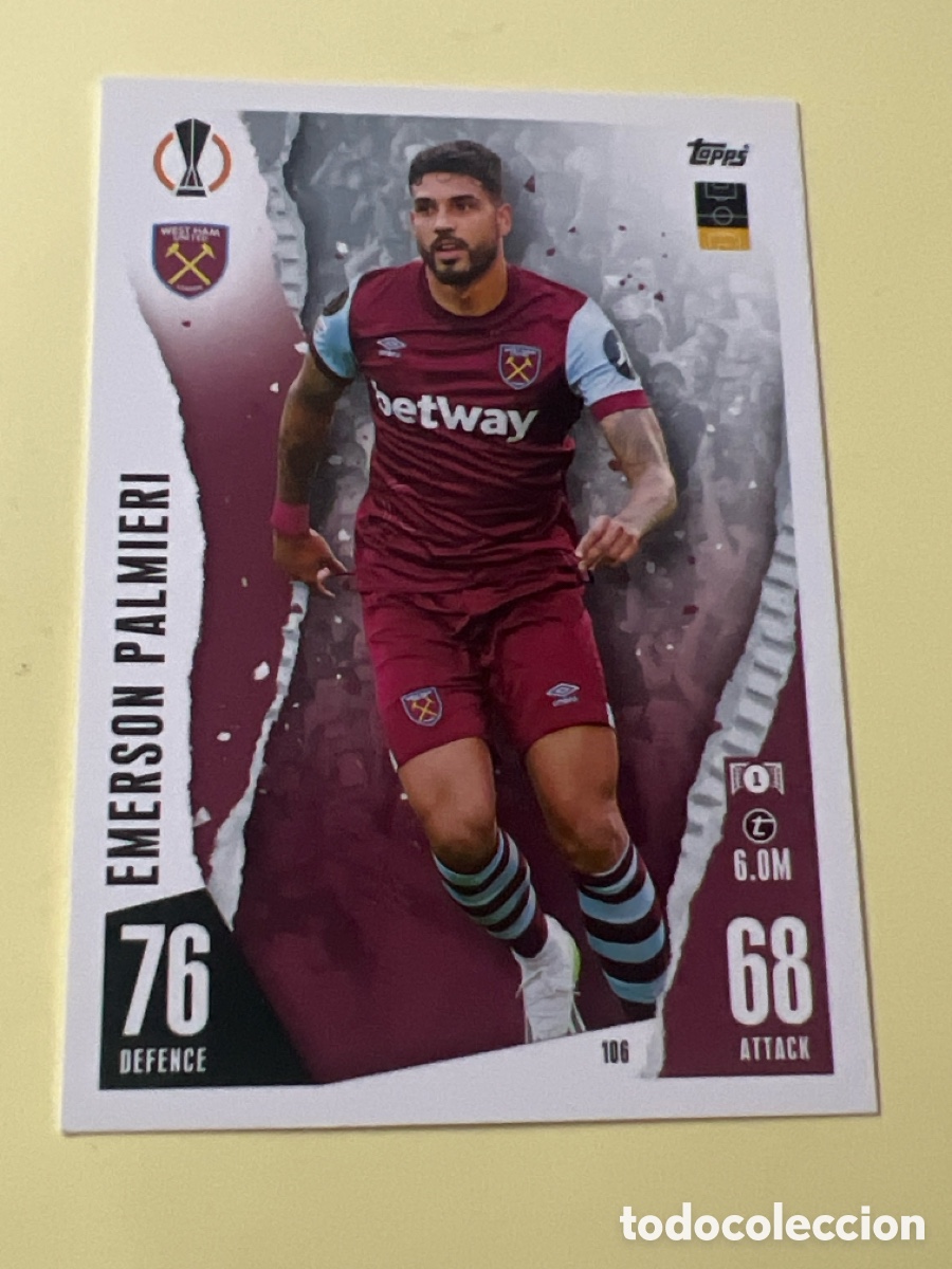 Football Stickers: C8595. 106 EMERSON PALMIERI WEST HAM MATCH ATTAX 2023 2024 TOPPS