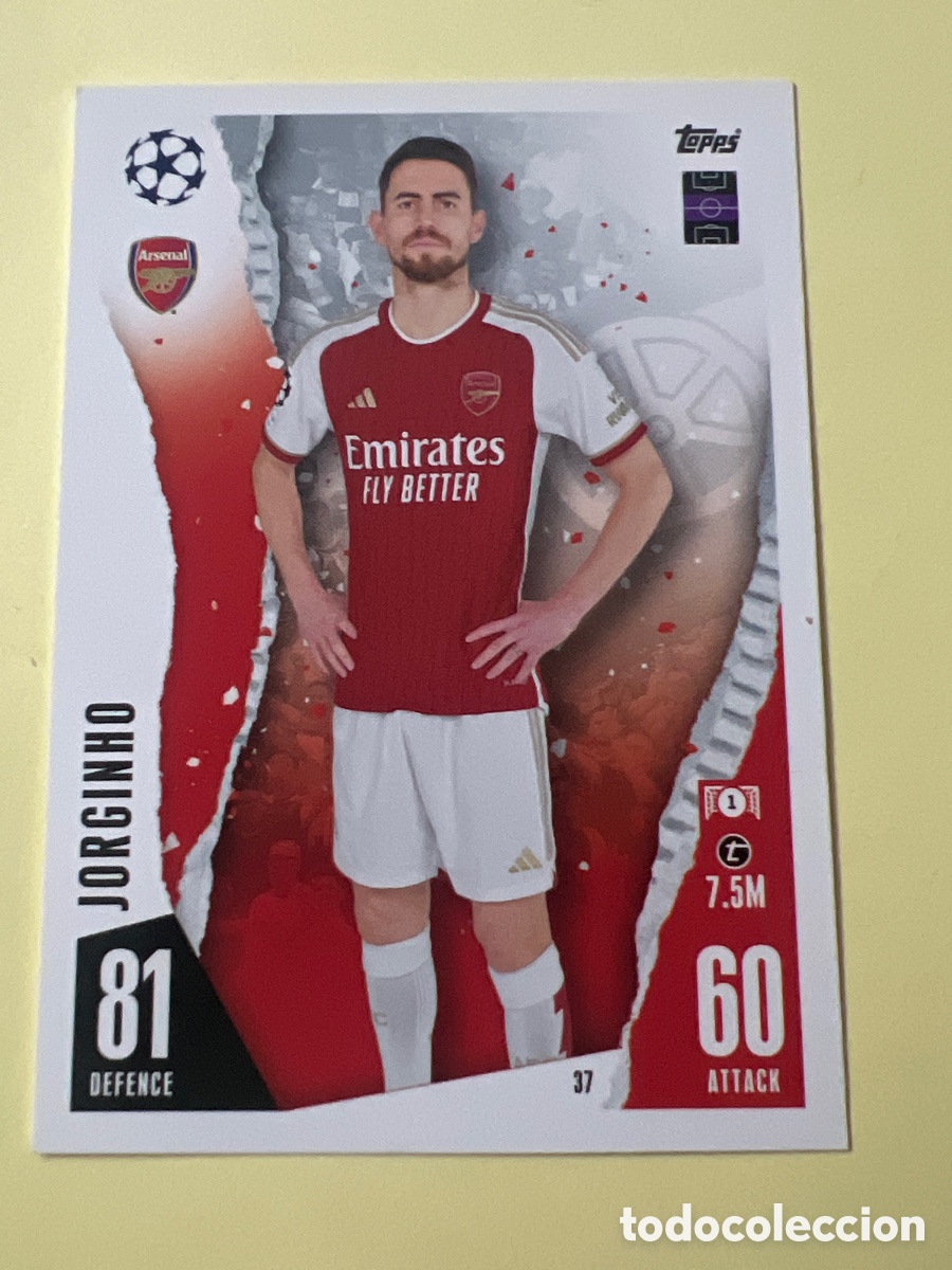 Cromos de f&uacute;tbol: C8596. 37 JORGINHO ARSENAL MATCH ATTAX 2023 2024 TOPPS