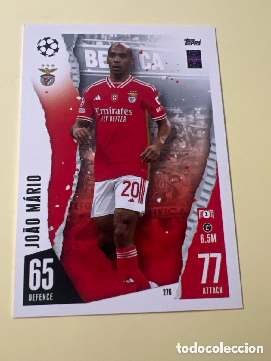 Cromos de f&uacute;tbol: C8597. 276 Jo&atilde;o M&aacute;rio, SL Benfica, Topps Match Attax Champions League 2023 2024 23 24