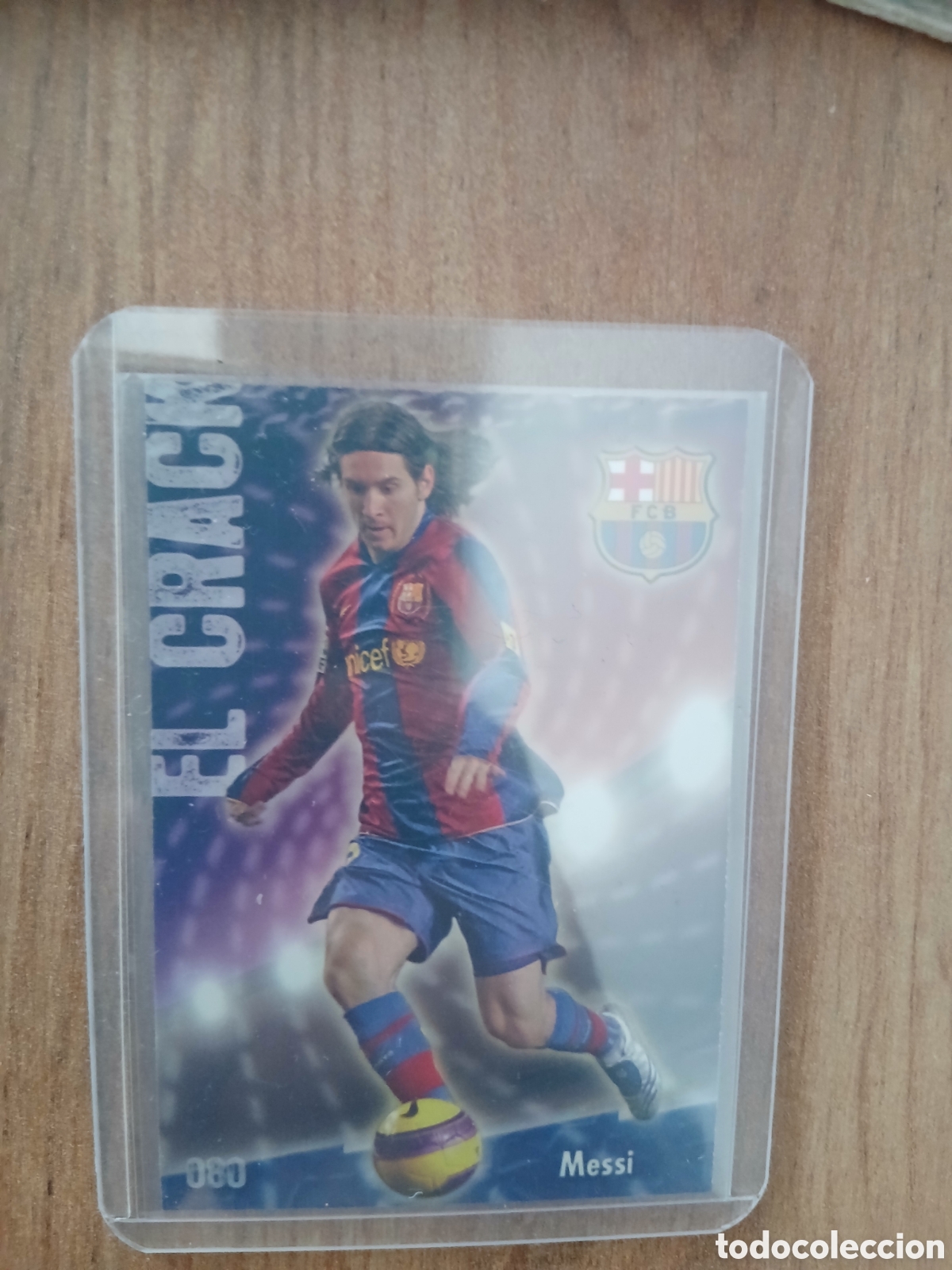 Cromos de f&uacute;tbol: CROMO n&ordm; 80 MESSI BARCELONA BRILLO Mate PUNTAS CUADRADAS MUNDICROMO 2008-2009. Nuevo de sobre.