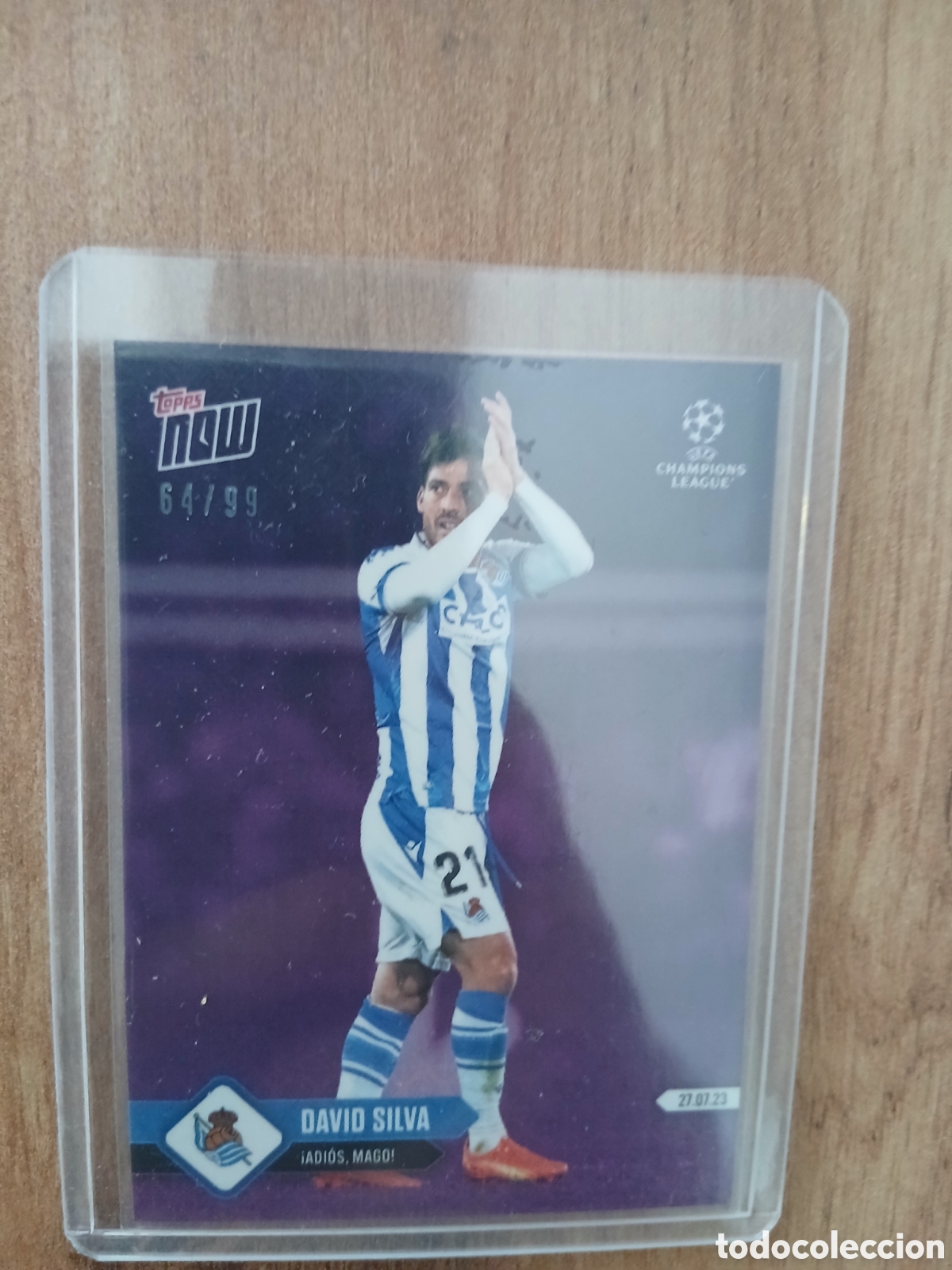 Cromos de f&uacute;tbol: PARALLEL PURPLE 64/99 #134 DAVID SILVA (Real Sociedad) &rdquo;Adi&oacute;s, Mago&rdquo; TOPPS NOW UCL 2023 Special Edit