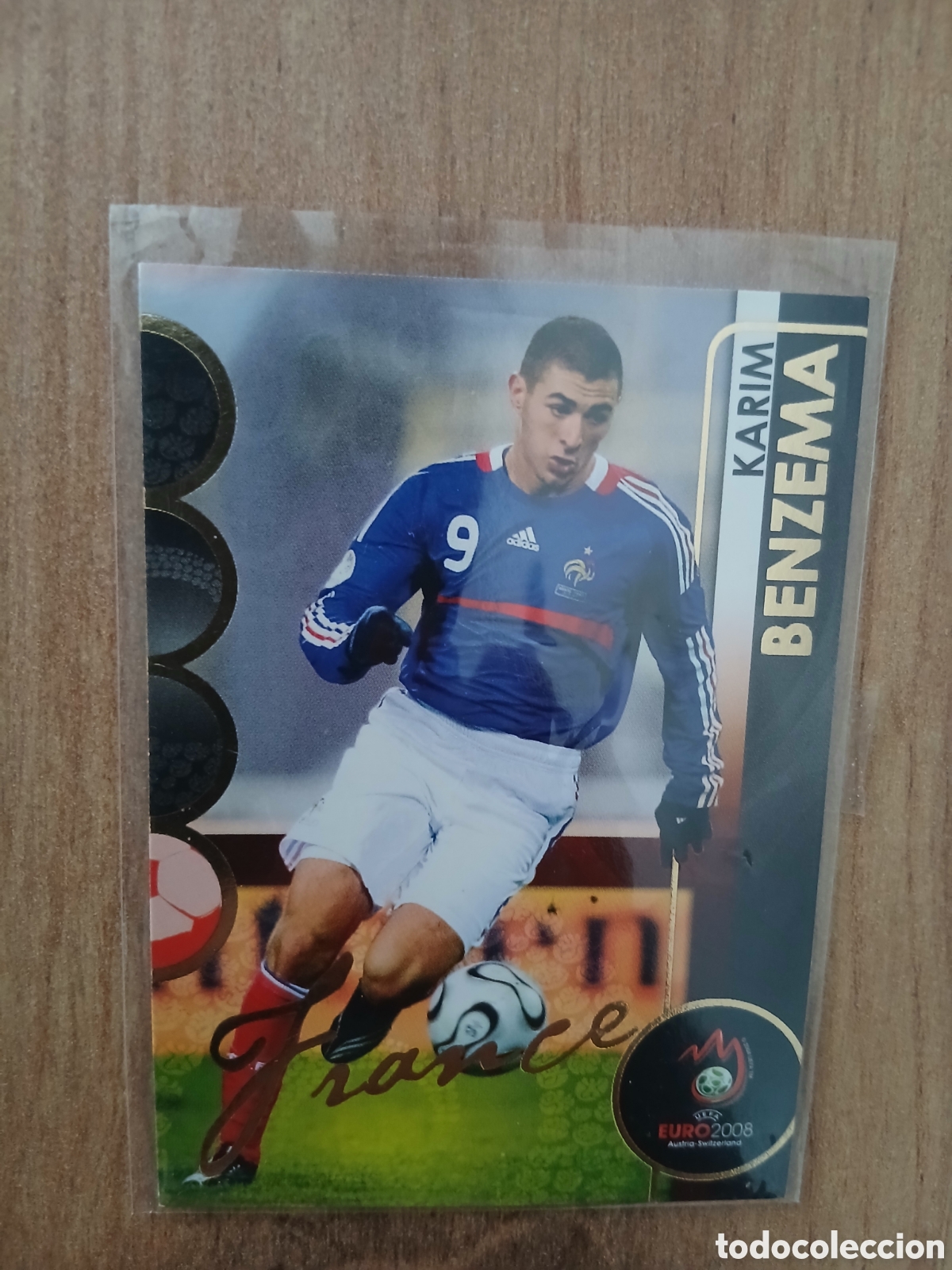 Cromos de f&uacute;tbol: Benzema 66 golpeado card rookie euros 2008