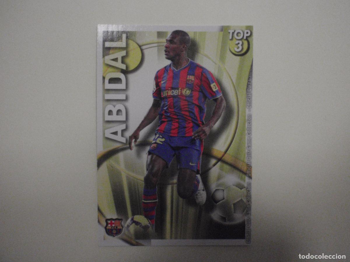 Cromos de f&uacute;tbol: 577 ABIDAL Barcelona TOP 3 MATE AMARILLO. LAS FICHAS QUIZ DE LA LIGA 2010 2011 MUNDICROMO