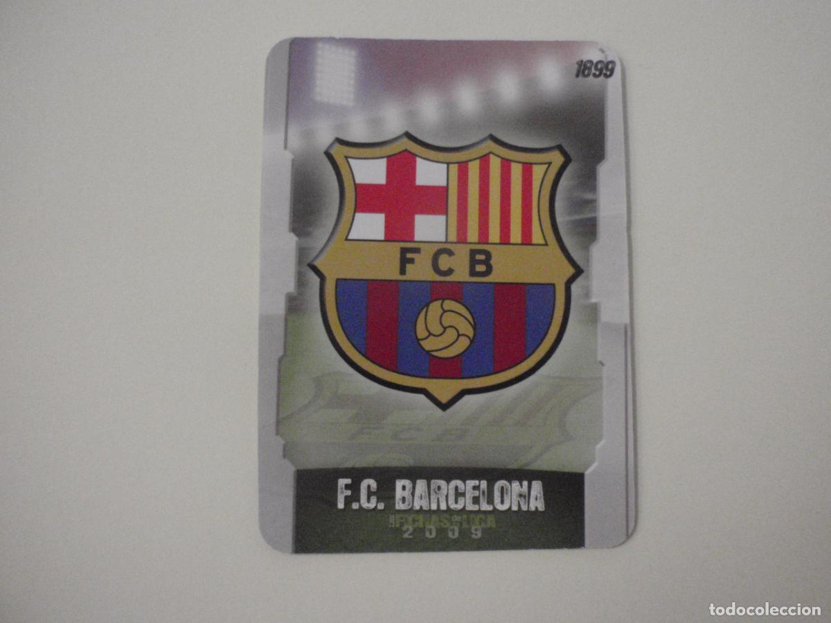 Cromos de f&uacute;tbol: 55 Escudo Barcelona MATE Puntas redondas. LAS FICHAS QUIZ DE LA LIGA 2008 2009 MUNDICROMO. 08 09
